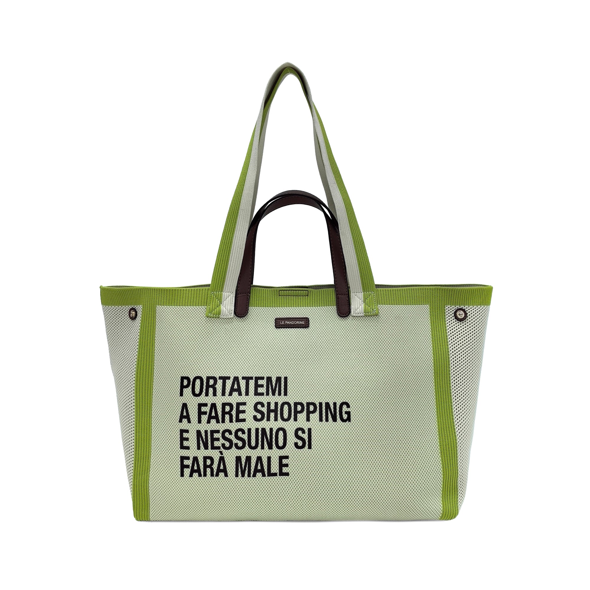 Charlie shopping bag with double handle lime color - Shopping Bags | Le Pandorine