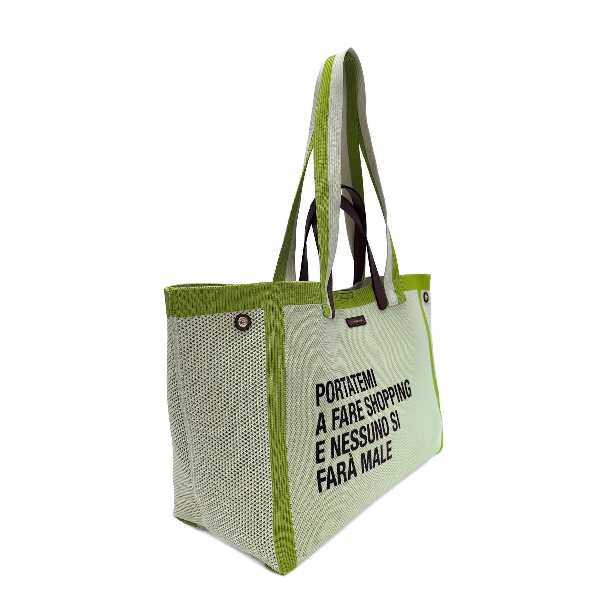 Charlie shopping bag with double handle lime color - Shopping Bags | Le Pandorine