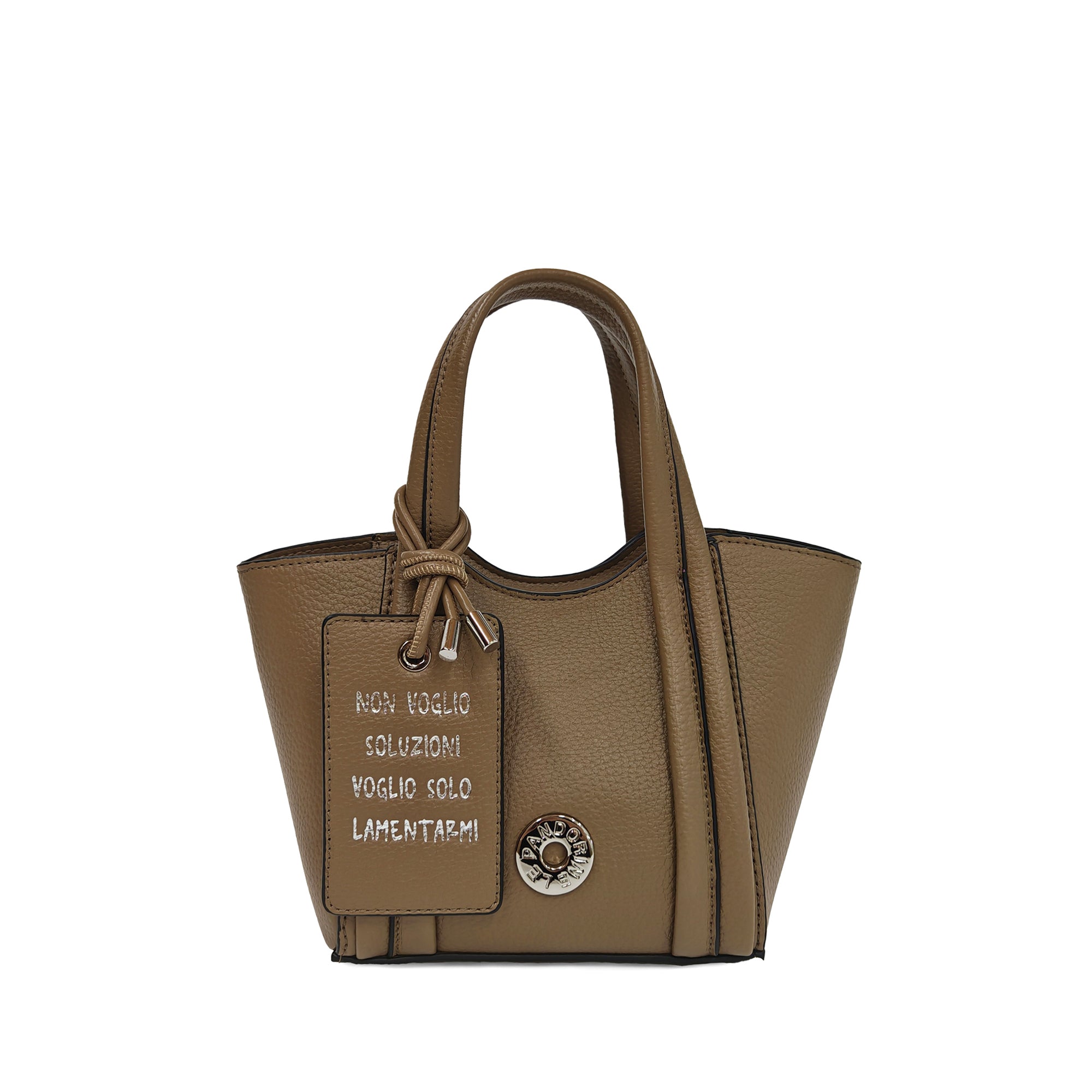 Vicky mini shopping bag with decorative tag natural color - Women's Crossbody Bag | Le Pandorine