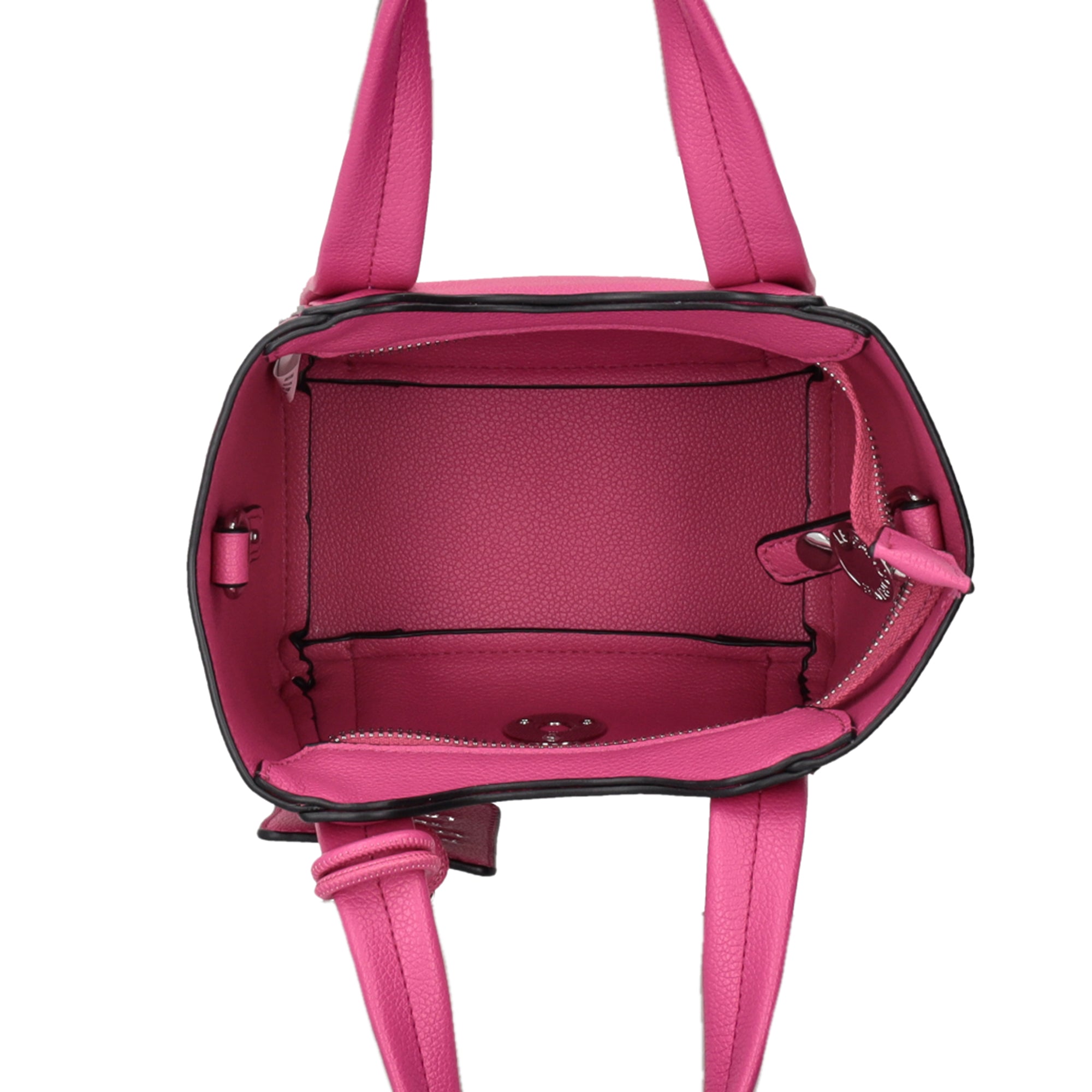 Vicky mini shopping bag with decorative tag in fuchsia color - Women's Crossbody Bag | Le Pandorine