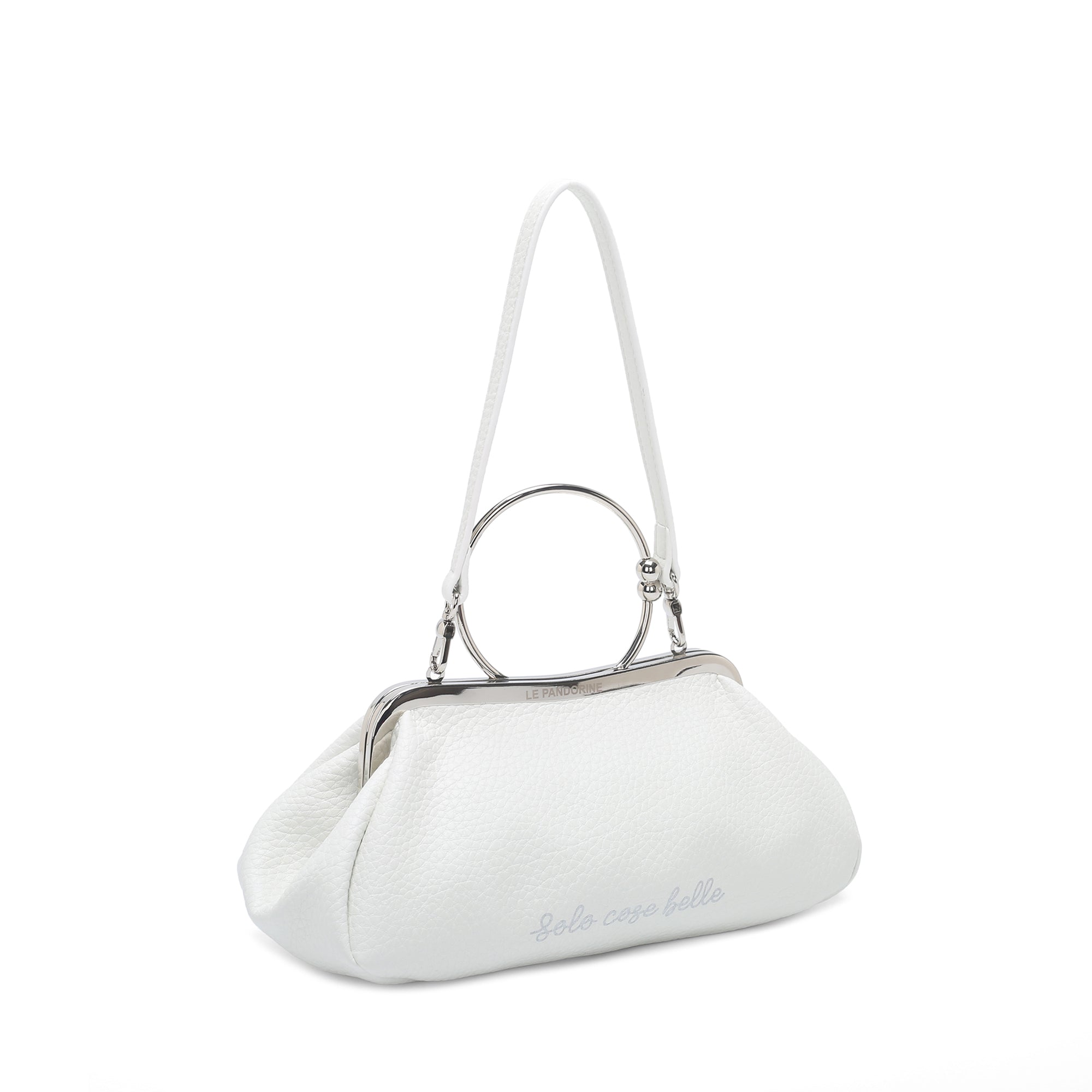 Borsa a mano Giada con manico a cerchio colore bianco - Pochette | Le Pandorine