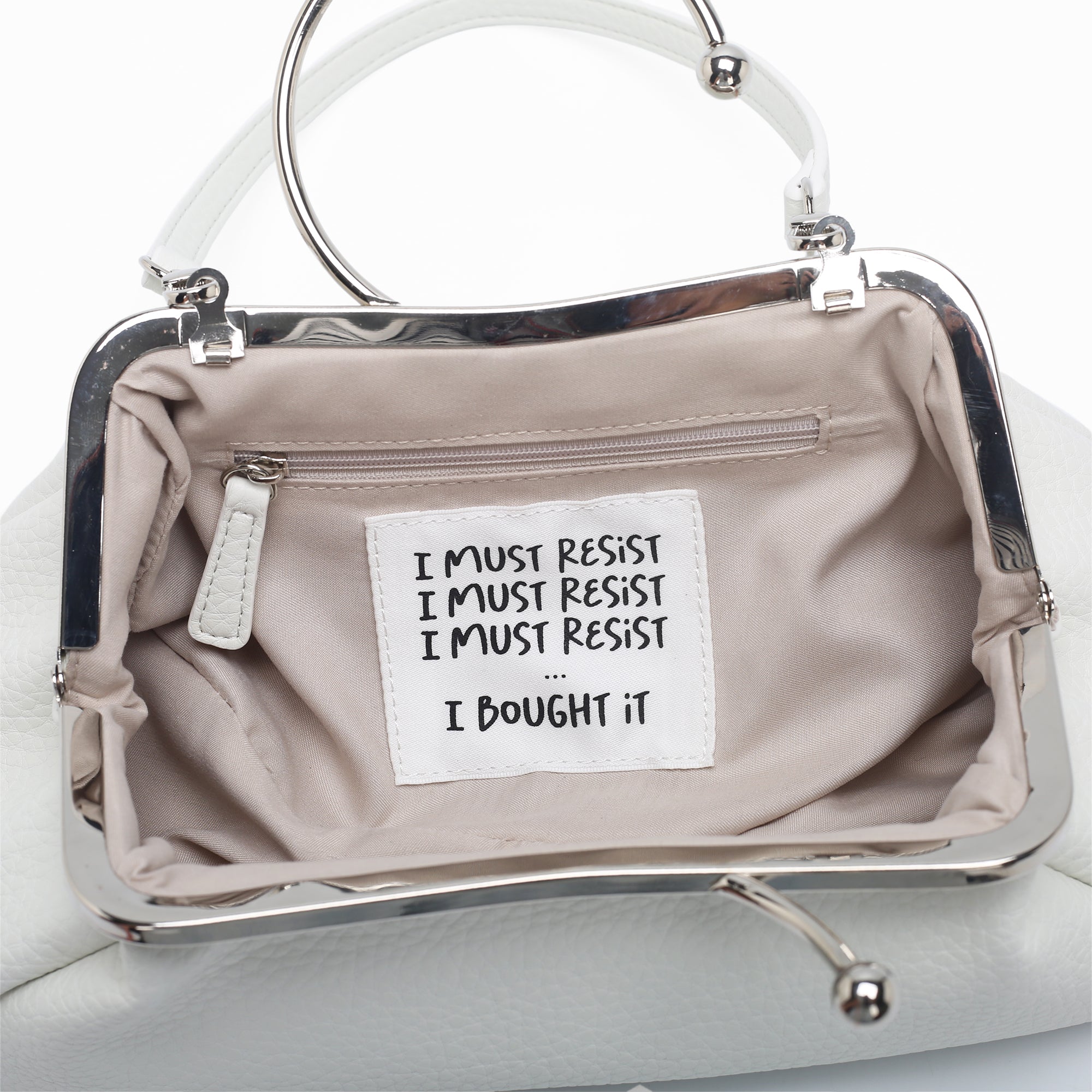 Borsa a mano Giada con manico a cerchio colore bianco - Pochette | Le Pandorine