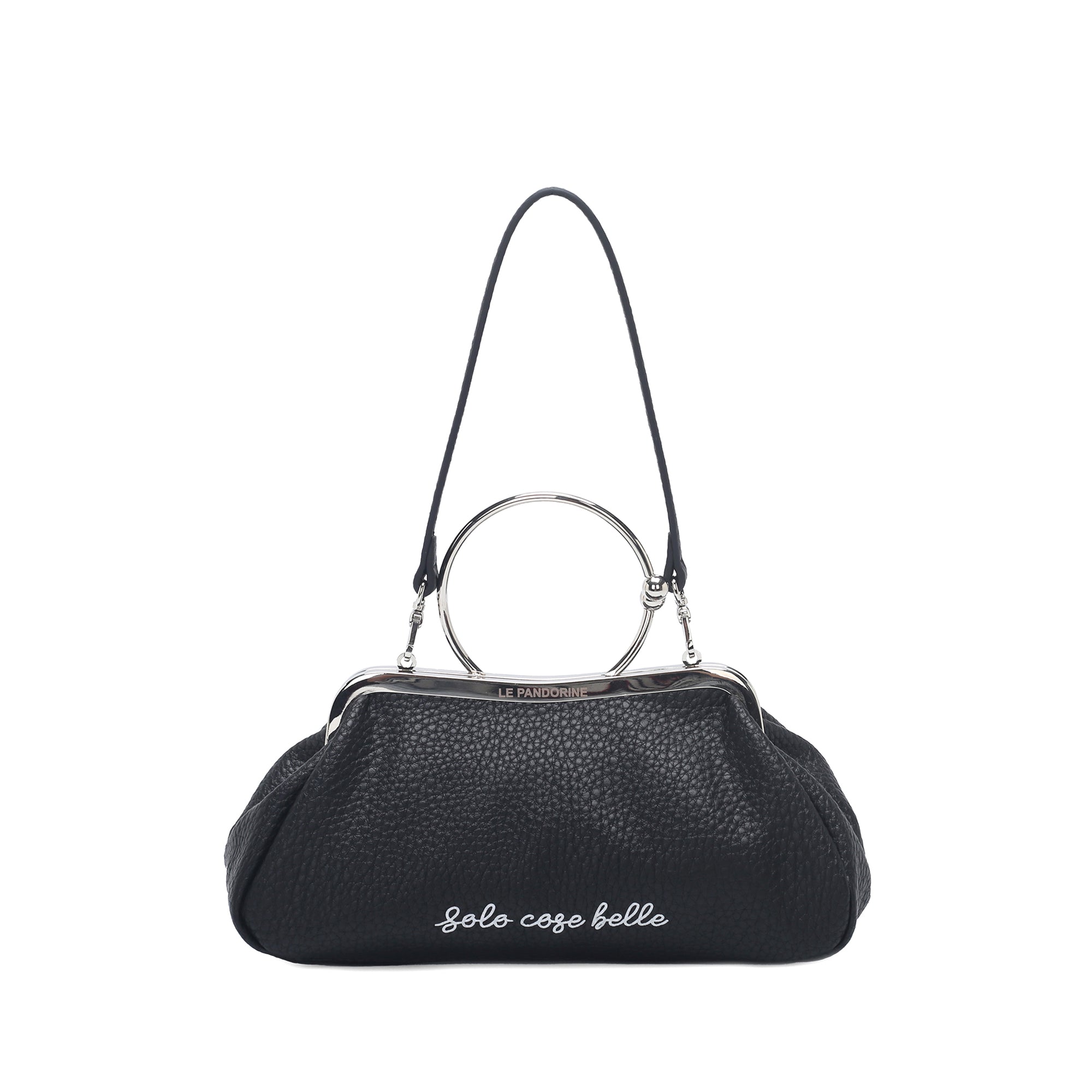 Borsa a mano Giada con manico a cerchio colore nero - Pochette | Le Pandorine