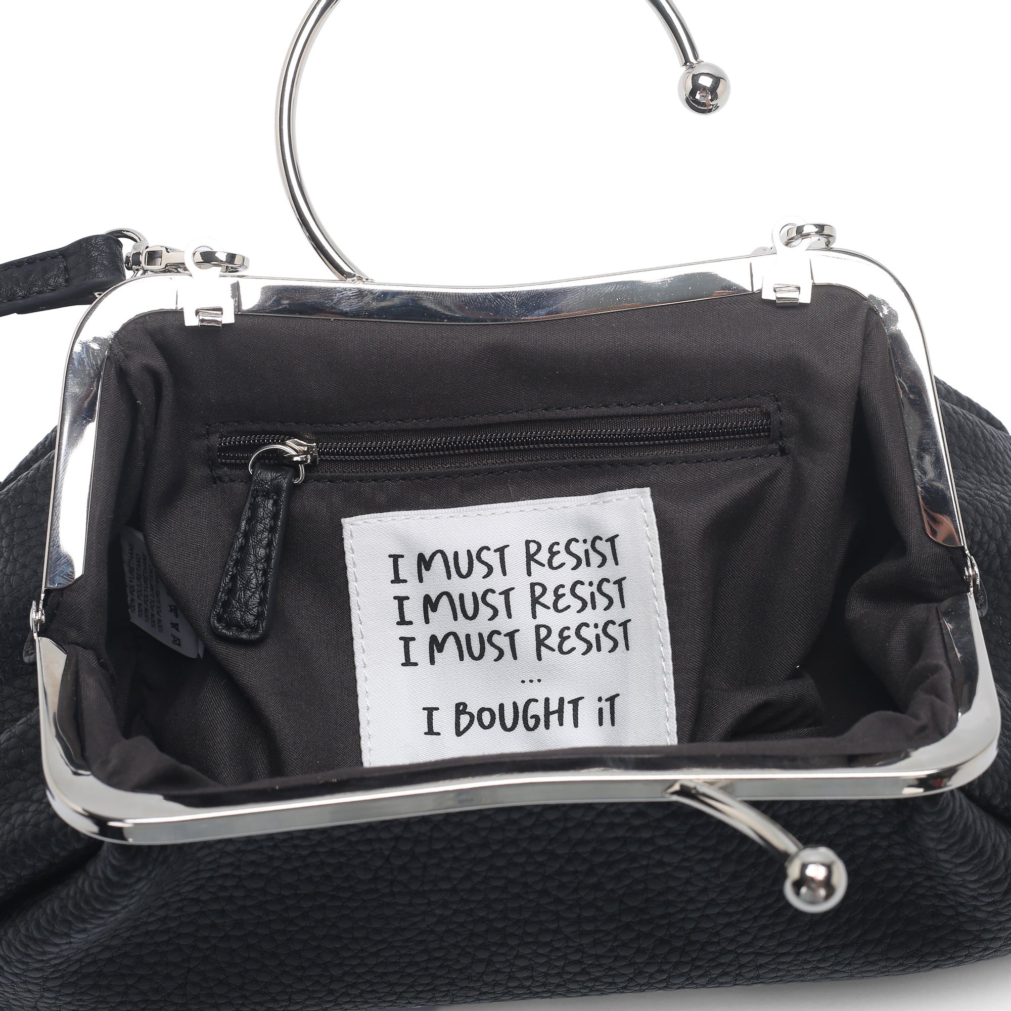 Borsa a mano Giada con manico a cerchio colore nero - Pochette | Le Pandorine