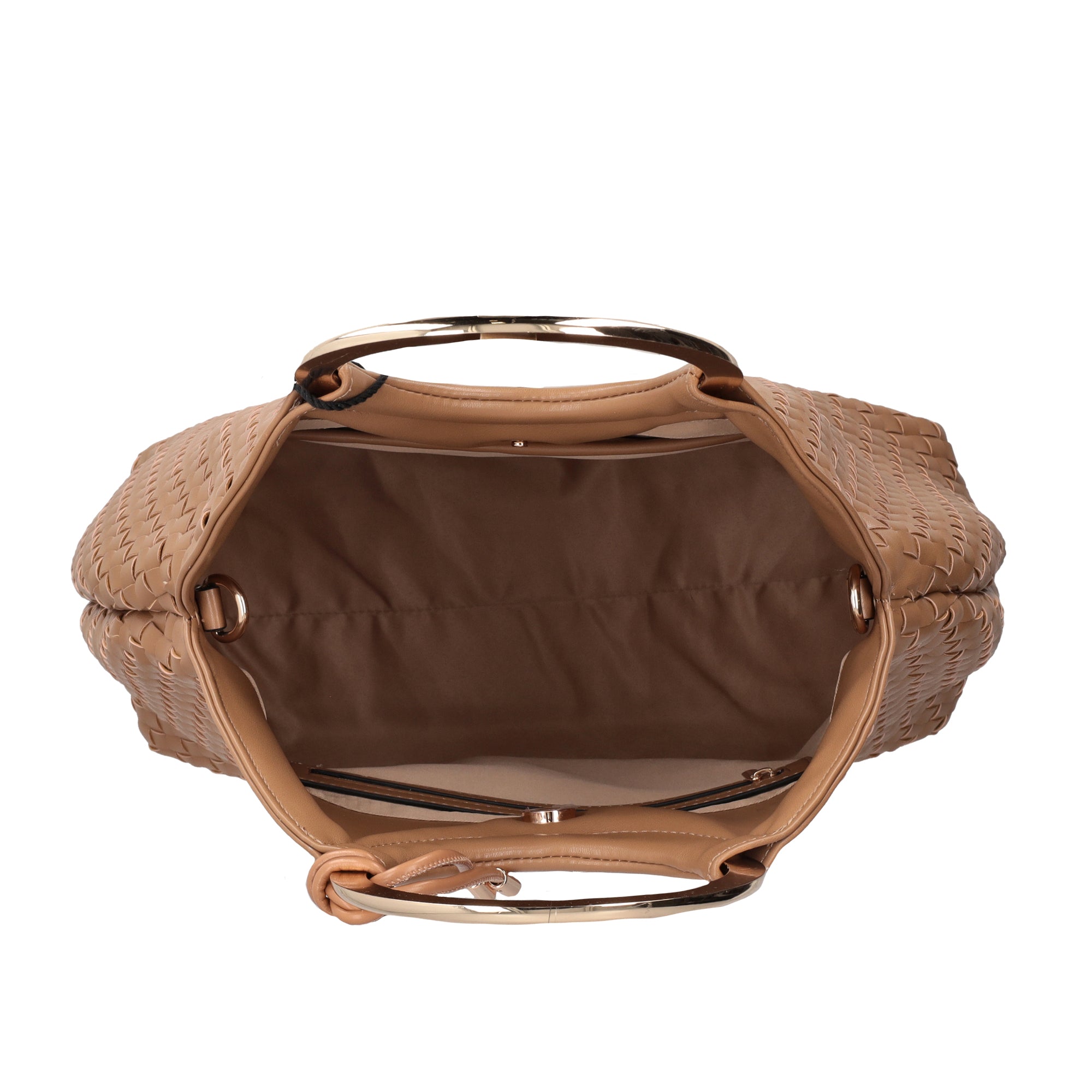 Aurora handbag with hoop handle natural color - Shoulder Bags | Le Pandorine