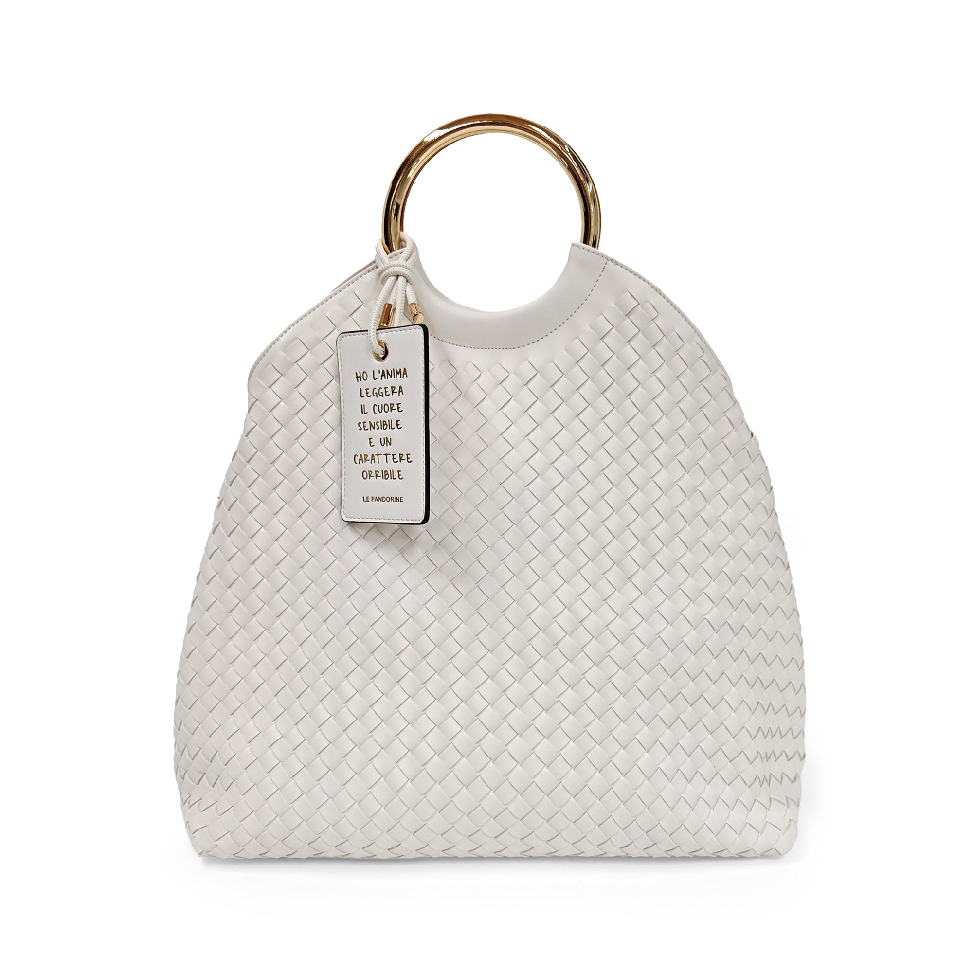 Aurora handbag with hoop handle cream color - Shoulder Bags | Le Pandorine