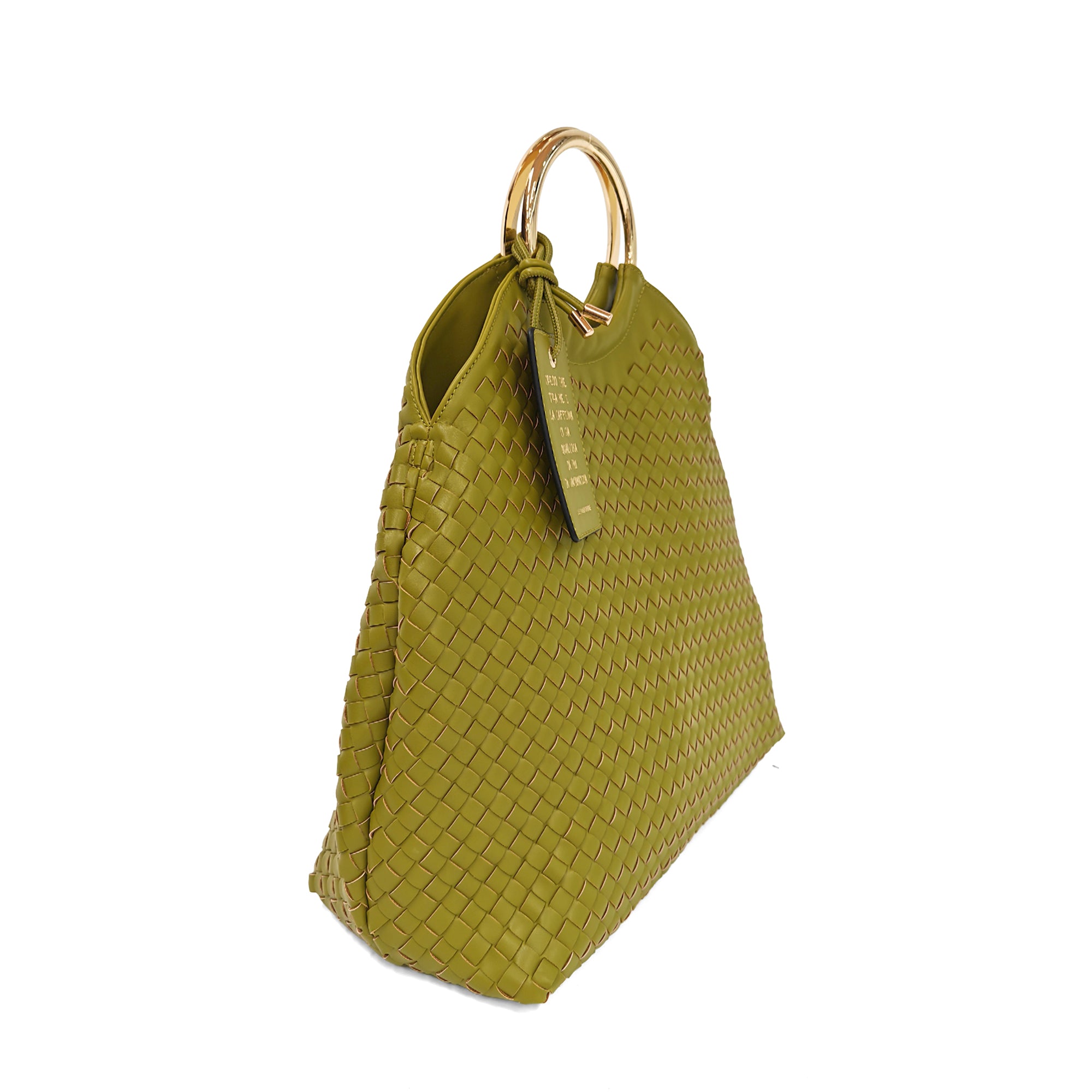 Aurora handbag with hoop handle in green color - Shoulder Bags | Le Pandorine