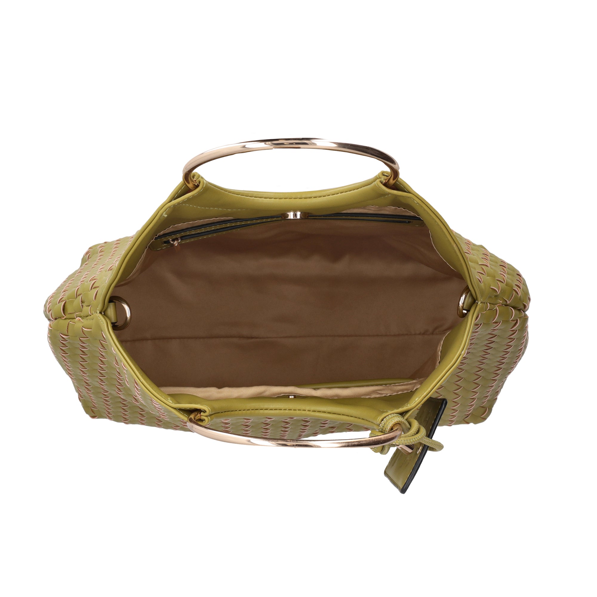 Aurora handbag with hoop handle in green color - Shoulder Bags | Le Pandorine