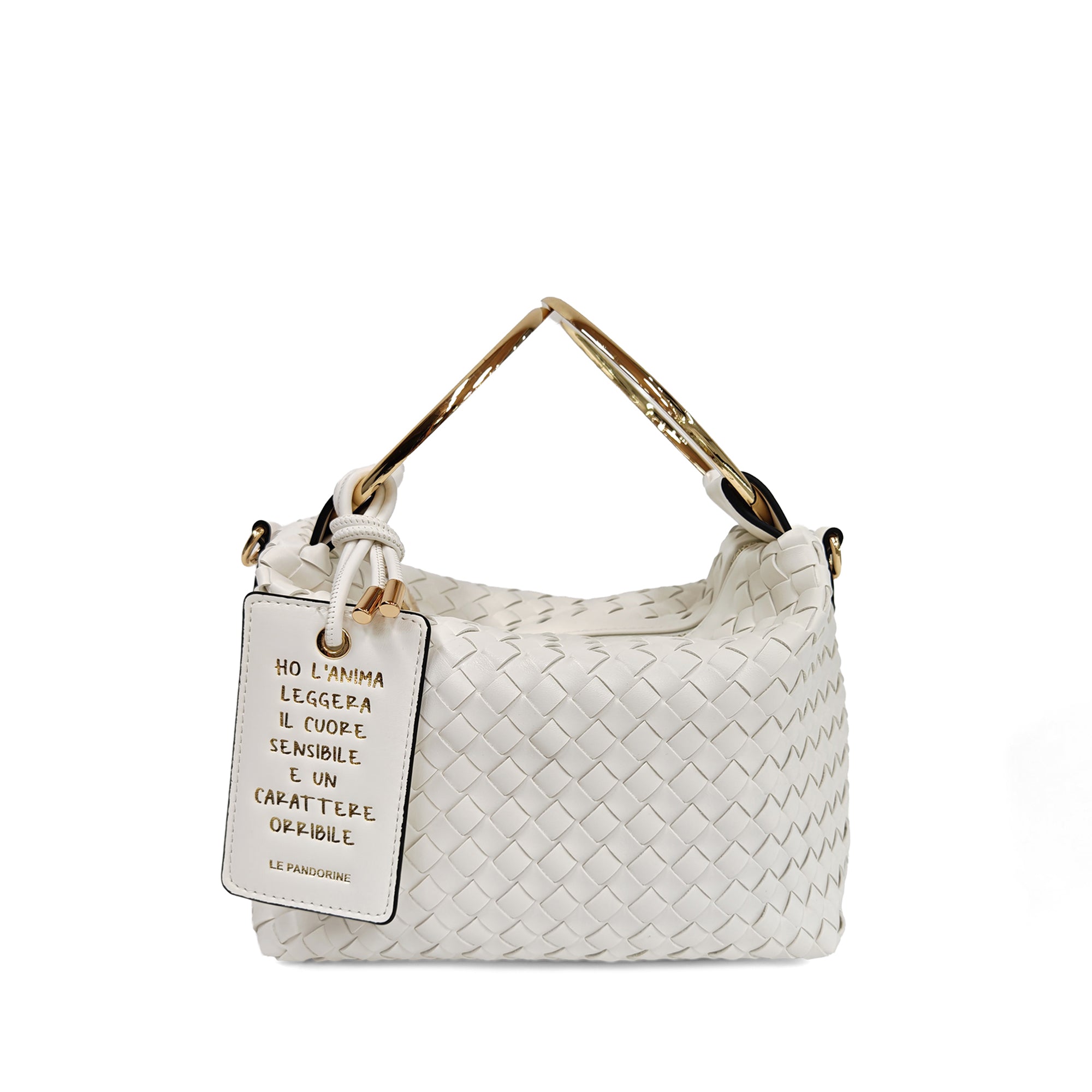 Aurora Intrecciata small handbag cream color - Shoulder Bags | Le Pandorine