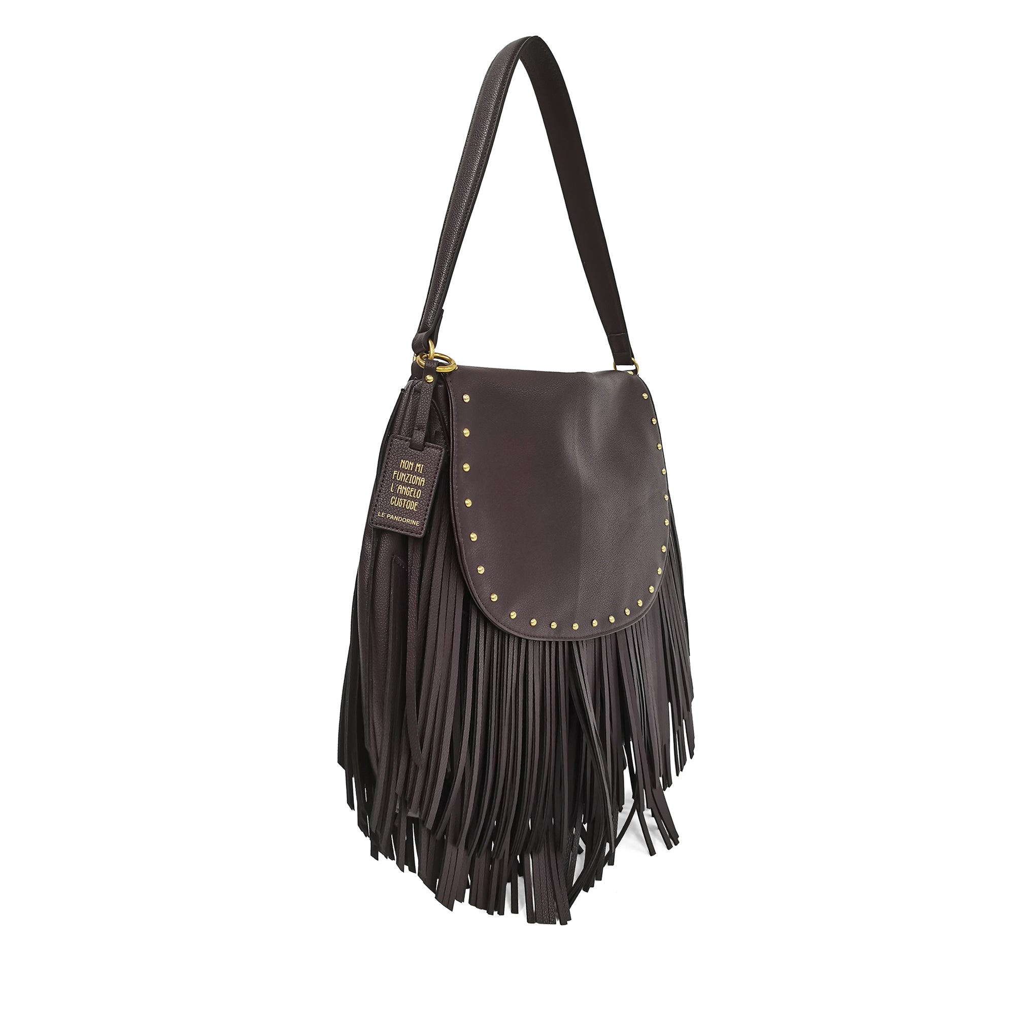 Tracolla media Fringe Hobo colore testa di moro - Collezione Fall Winter | Le Pandorine