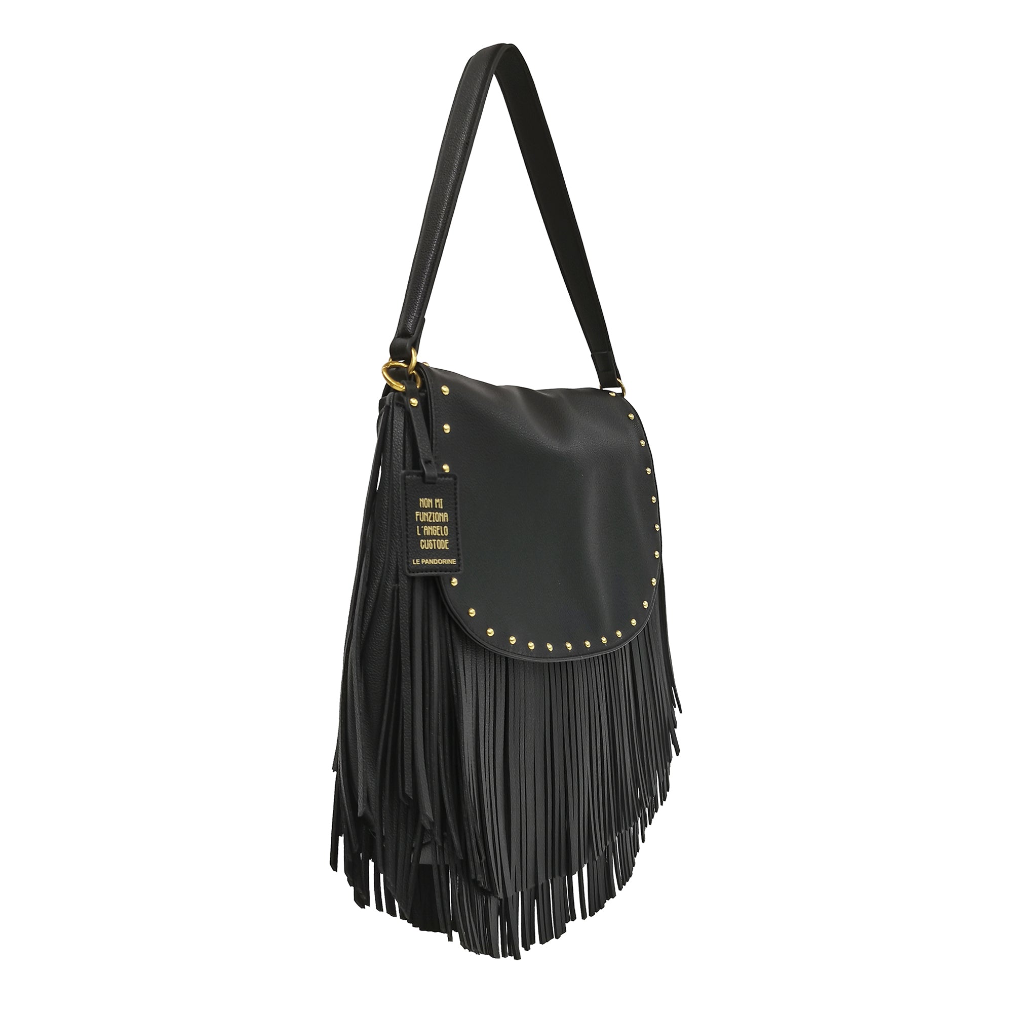 Tracolla media Fringe Hobo colore nero - Collezione Fall Winter | Le Pandorine