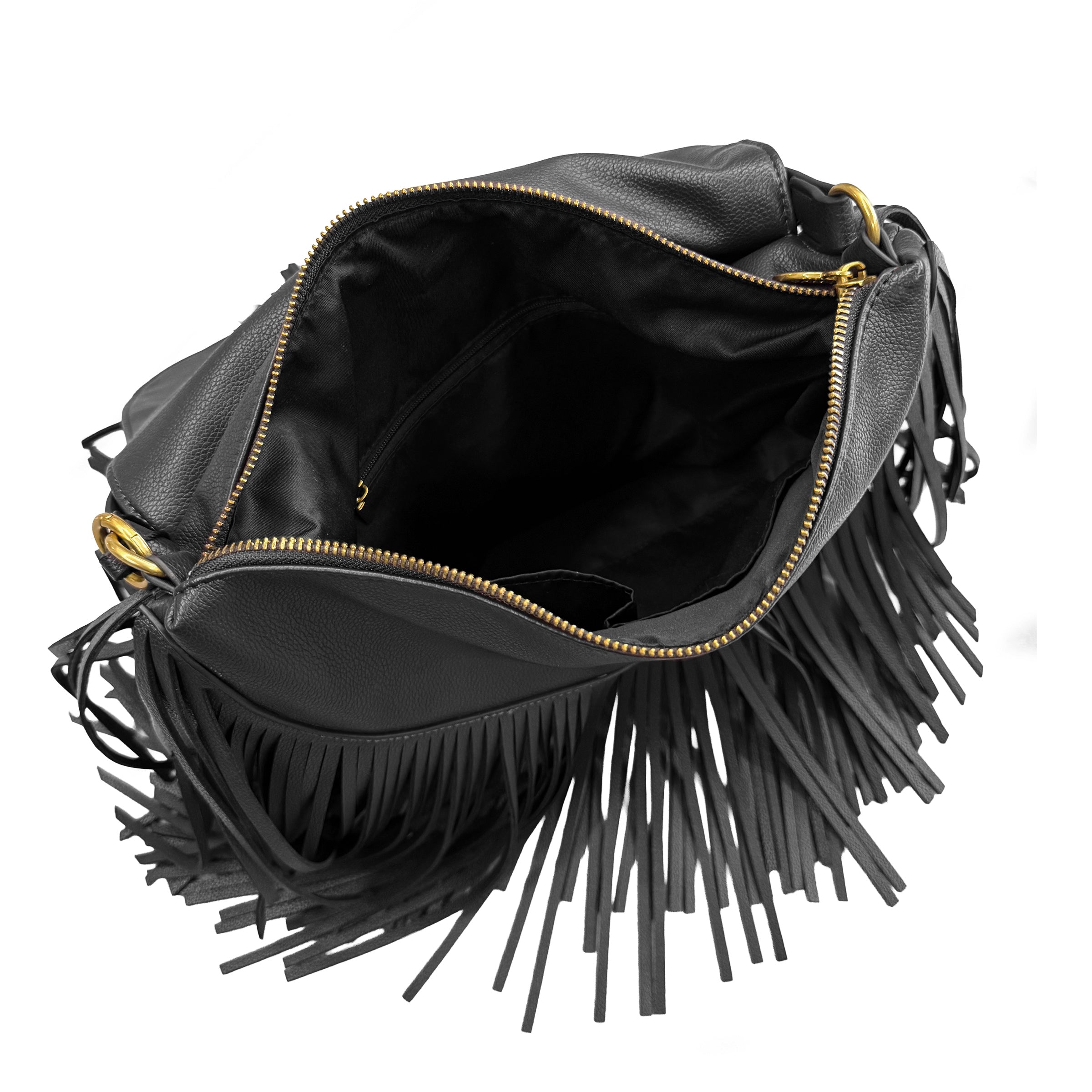 Tracolla media Fringe Hobo colore nero - Collezione Fall Winter | Le Pandorine