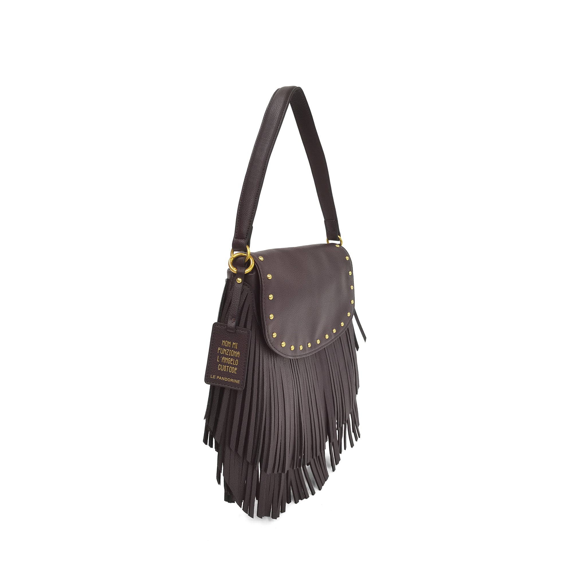 Tracolla piccola Fringe Mini Hobo colore testa di moro - Collezione Fall Winter | Le Pandorine