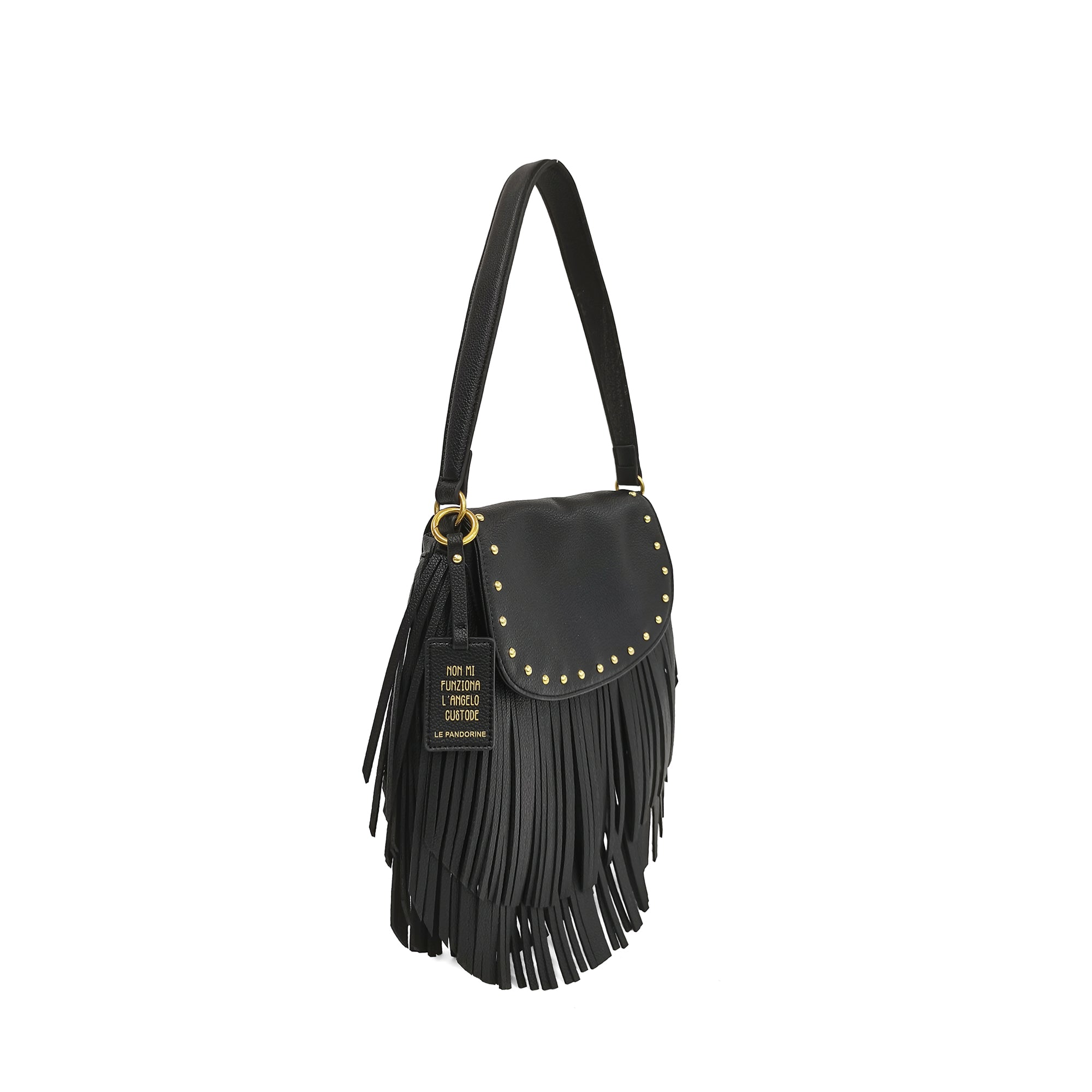 Tracolla piccola Fringe Mini Hobo colore nero - Collezione Fall Winter | Le Pandorine
