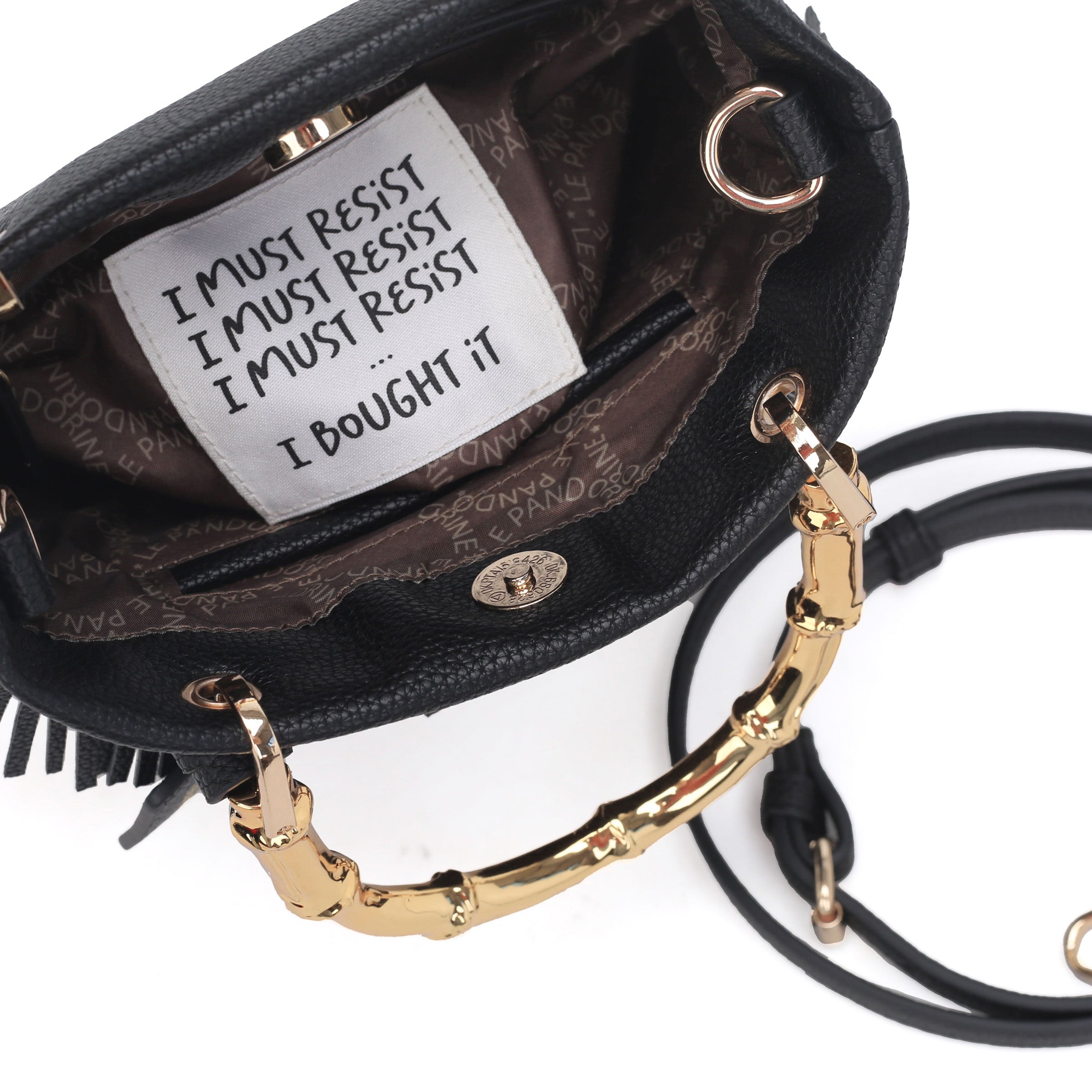 Borsa a mano piccola Fringe colore nero - Collezione Fall Winter | Le Pandorine