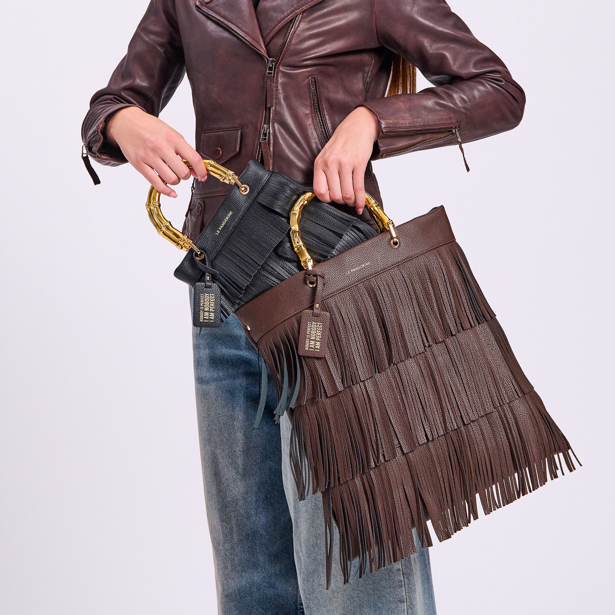 Borsa a mano piccola Fringe colore nero - Collezione Fall Winter | Le Pandorine