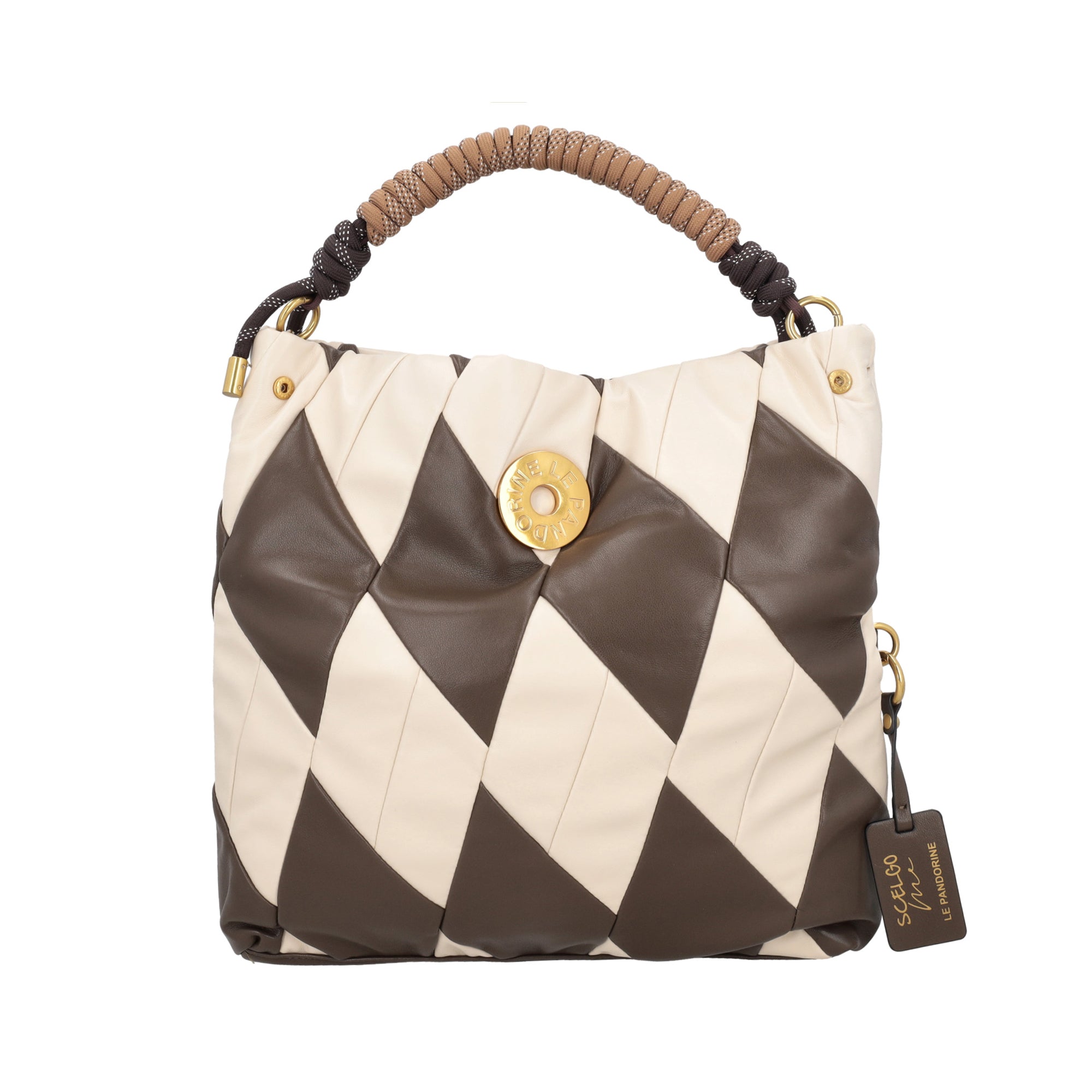 Borsa a spalla grande Arlecchino colore ecru - Collezione Fall Winter | Le Pandorine