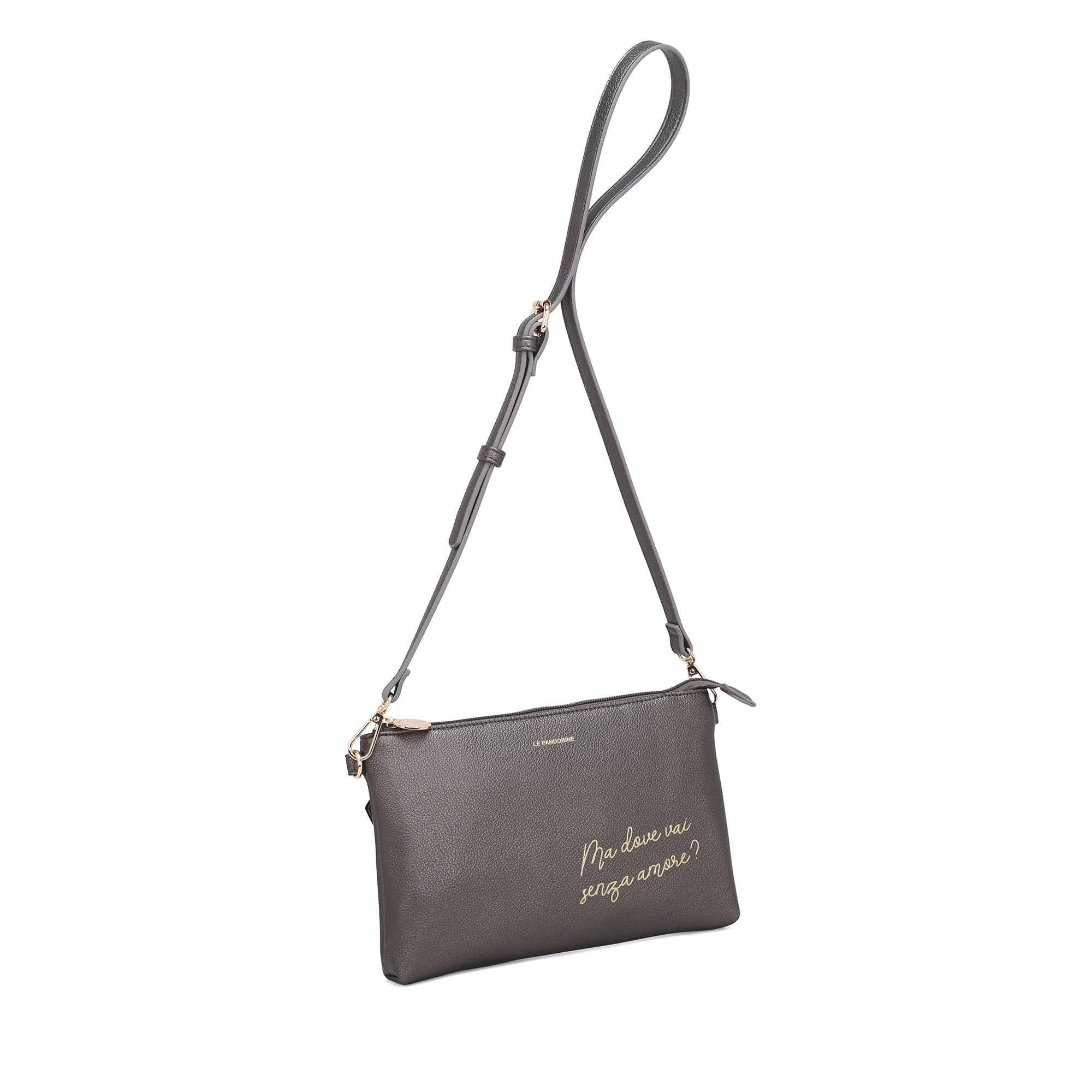 Pochette piatta Amore colore canna di fucile - Collezione Fall Winter | Le Pandorine