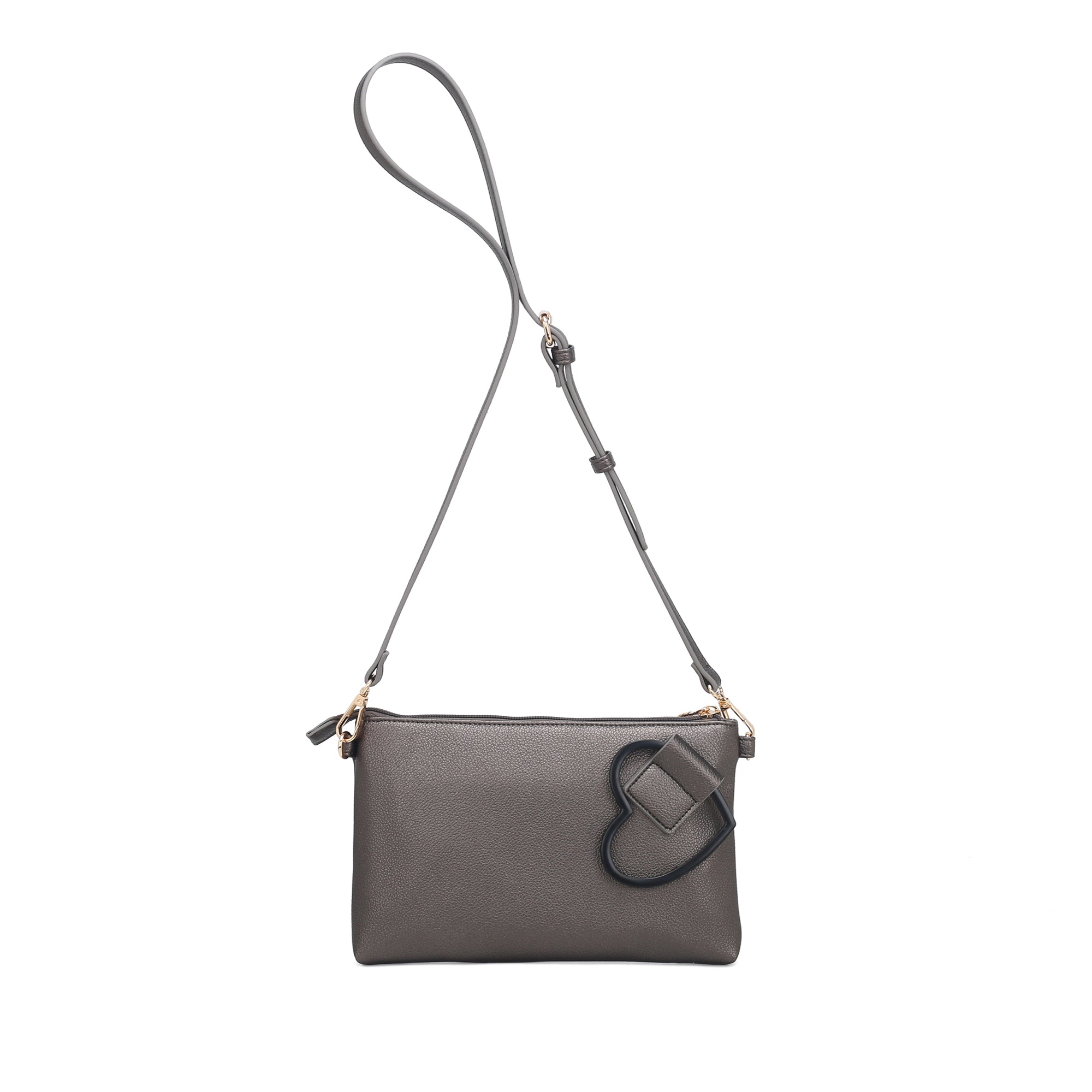 Pochette piatta Amore colore canna di fucile - Collezione Fall Winter | Le Pandorine