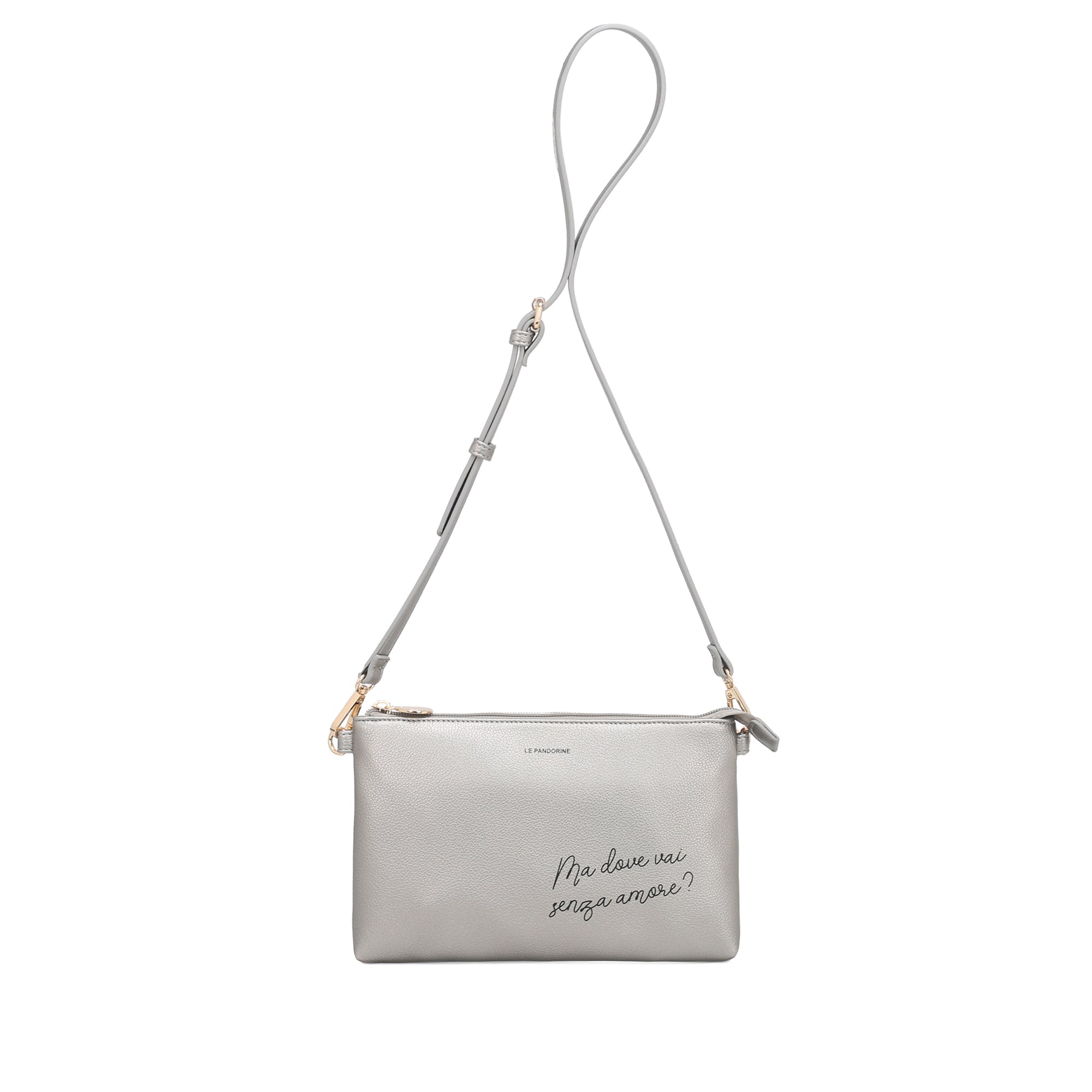 Pochette piatta Amore colore argento - Collezione Fall Winter | Le Pandorine