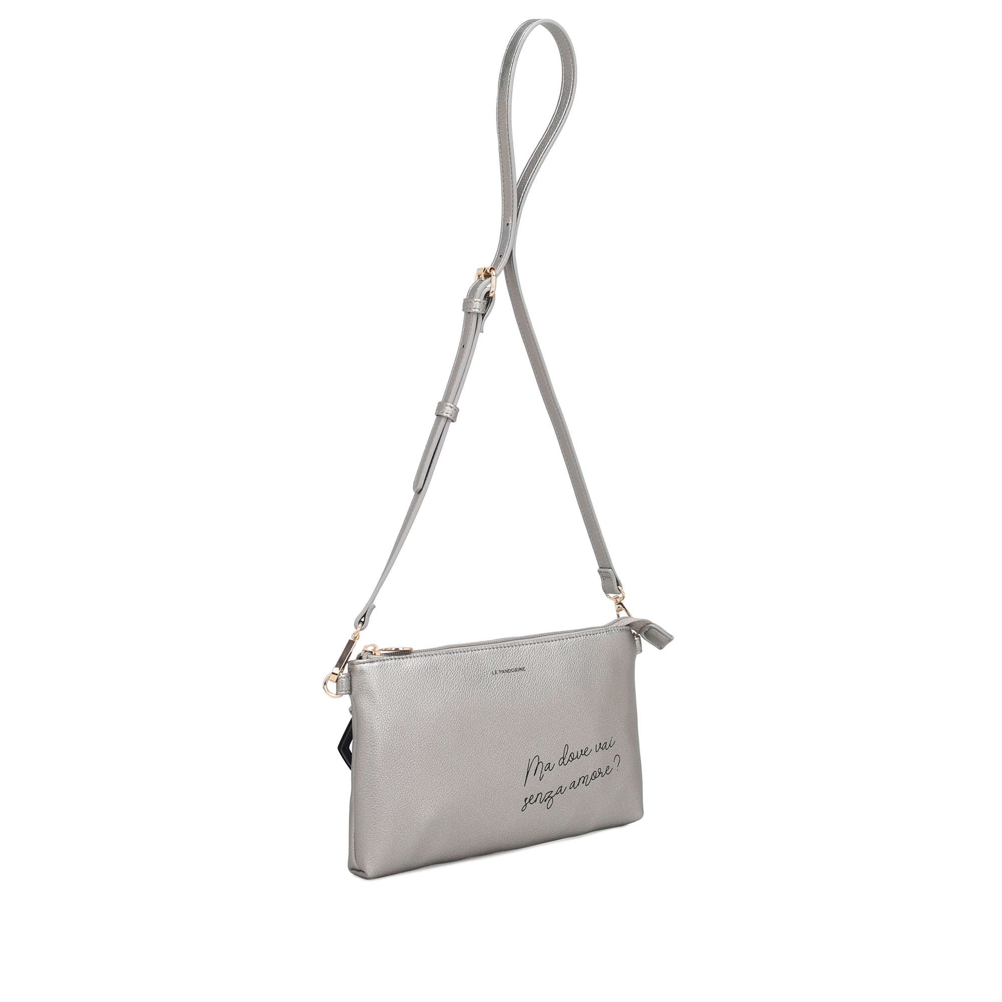 Pochette piatta Amore colore argento - Collezione Fall Winter | Le Pandorine
