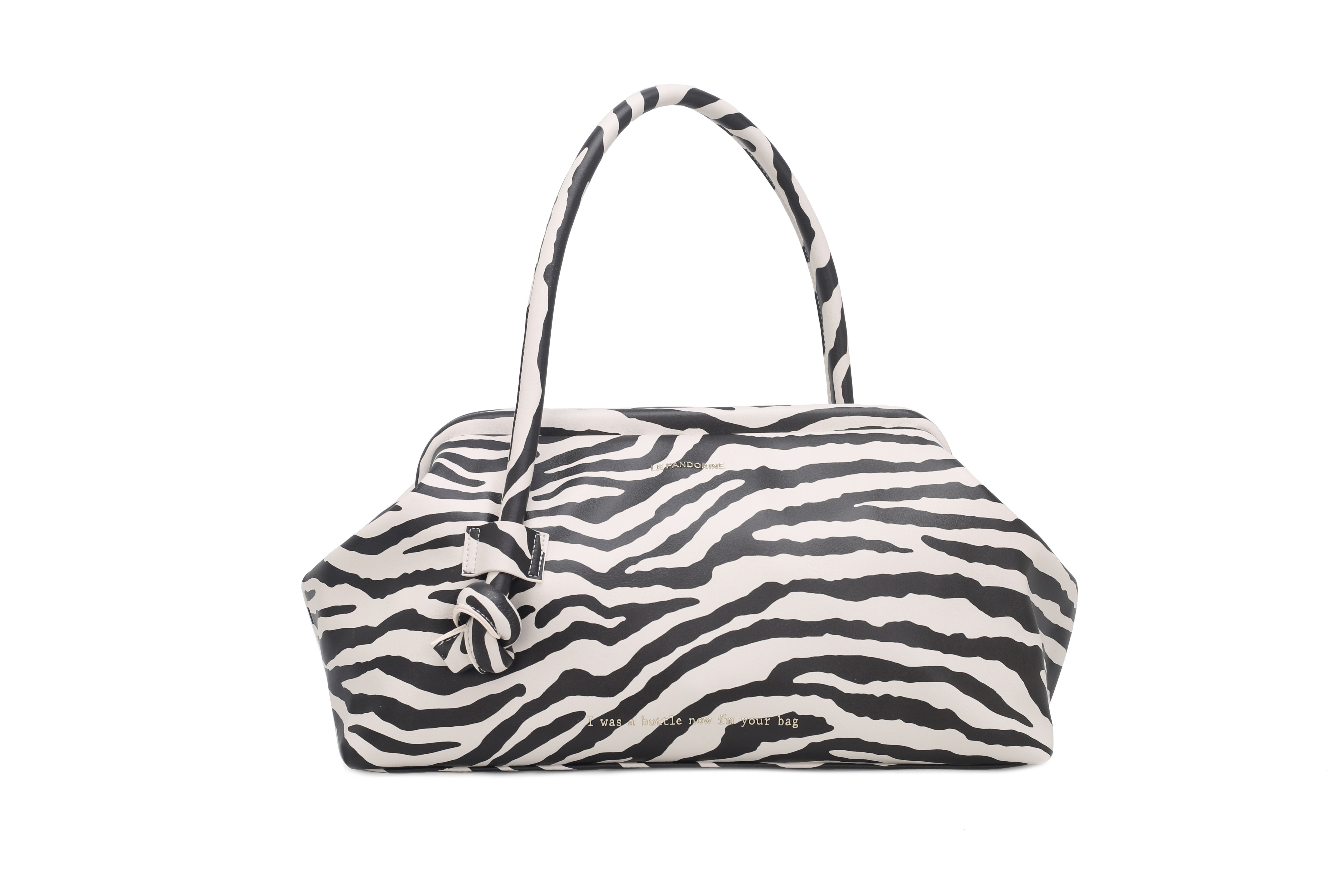 PF253B540.90B - Borsa a mano grande Bottle Maxi colore zebra beige/nero - NERO | Le Pandorine