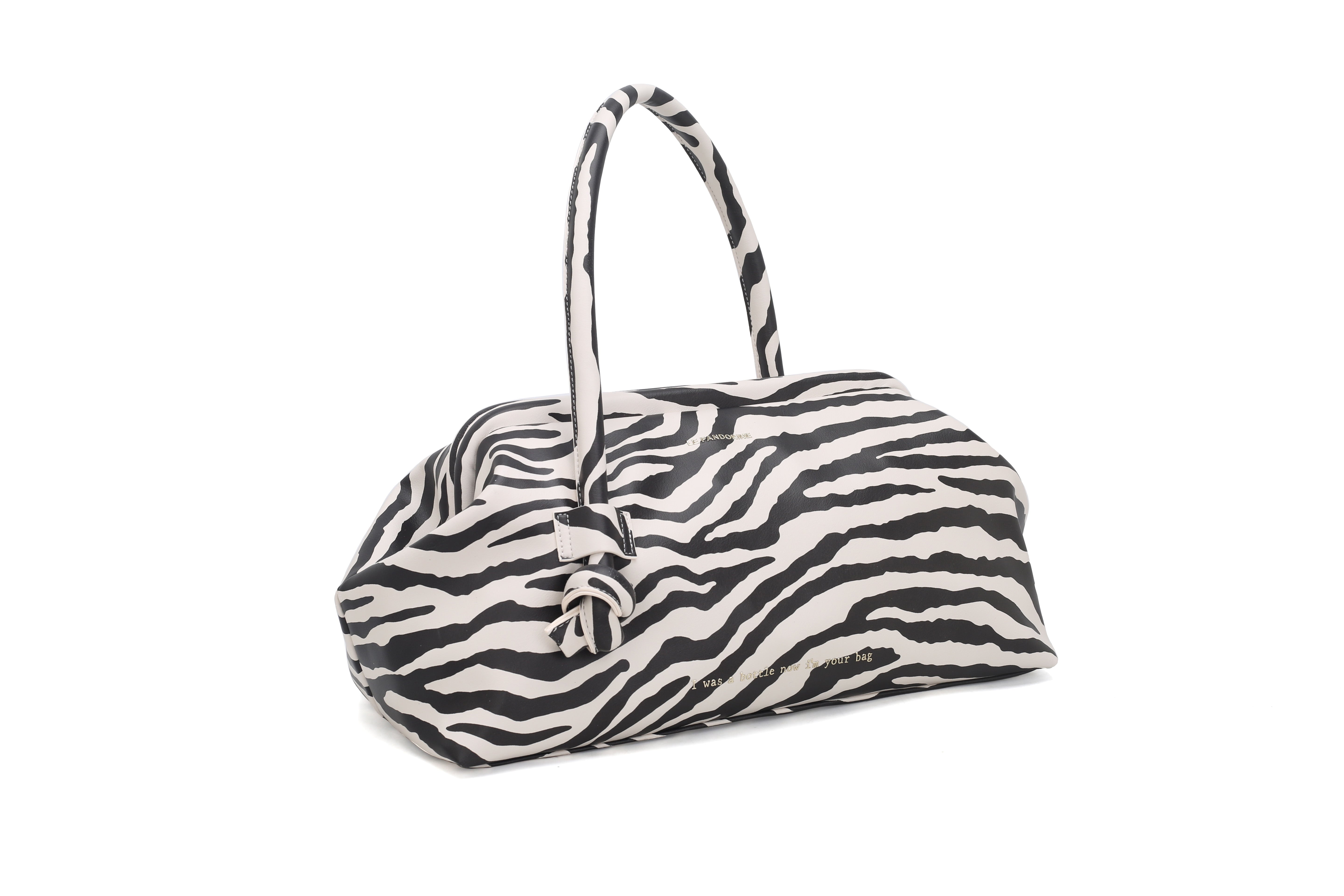 PF253B540.90B - Borsa a mano grande Bottle Maxi colore zebra beige/nero - NERO | Le Pandorine