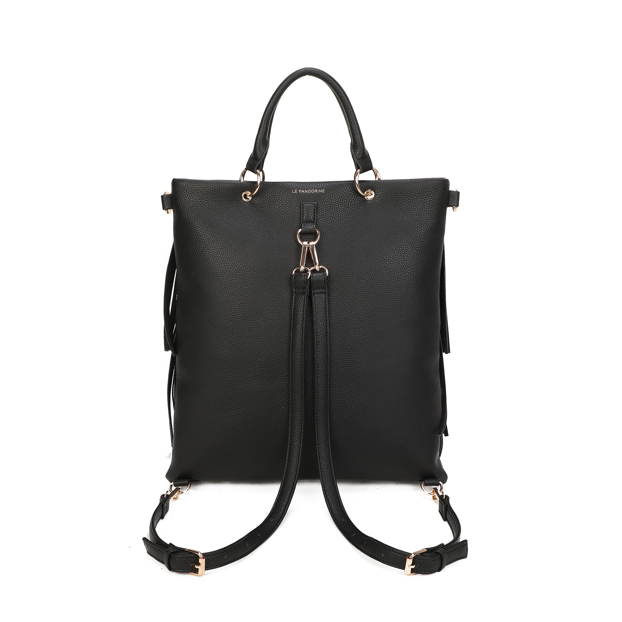Borsa zaino Dallas trasformabile con frange colore nero - Fringe Bag | Le Pandorine