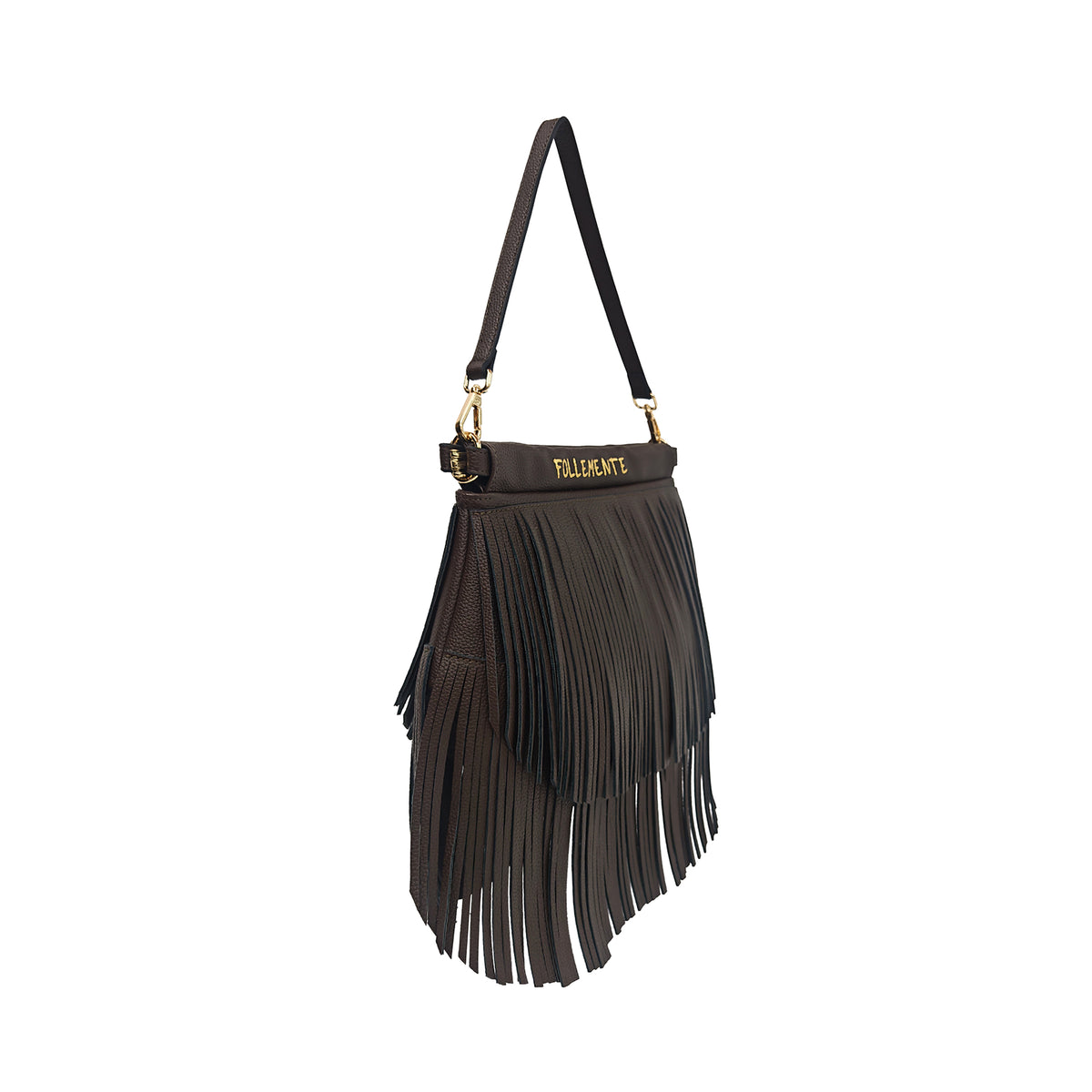 Borsa a spalla Dallas con frange colore testa di moro - Fringe Bag | Le Pandorine