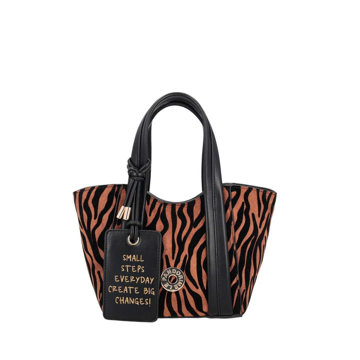 Mini bag a mano Vicky con stampa animalier colore cuoio - Collezione Fall Winter | Le Pandorine