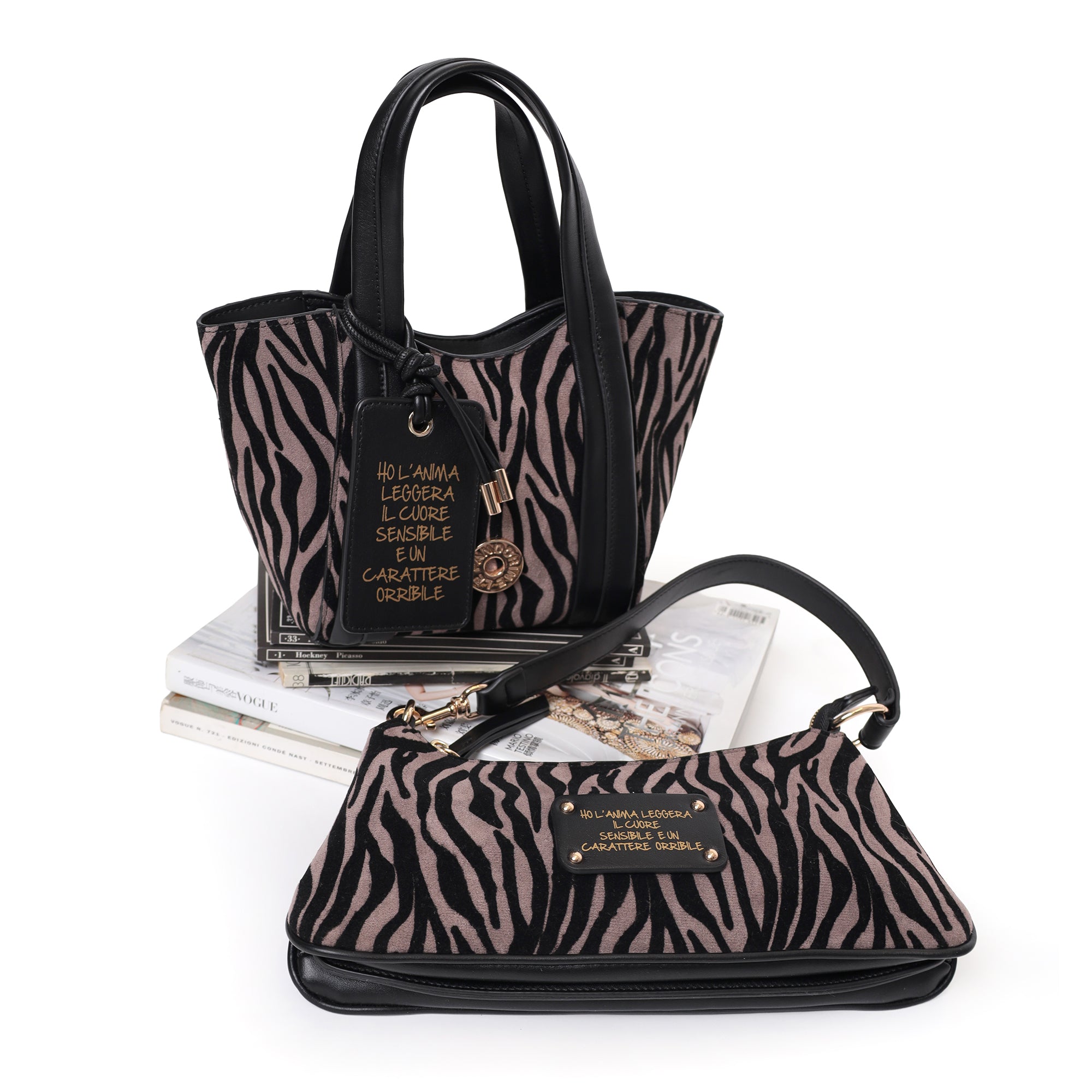 Mini bag a mano Vicky con stampa animalier colore tortora - Collezione Fall Winter | Le Pandorine
