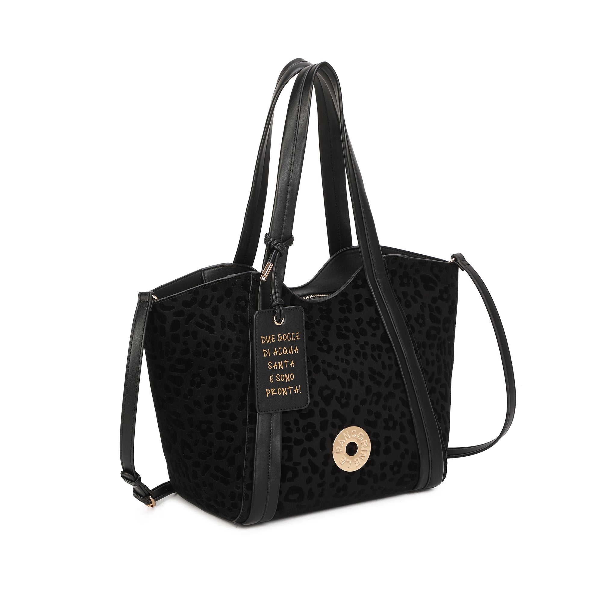 Shopping bag Vicky con stampa animalier colore nero - Collezione Fall Winter | Le Pandorine