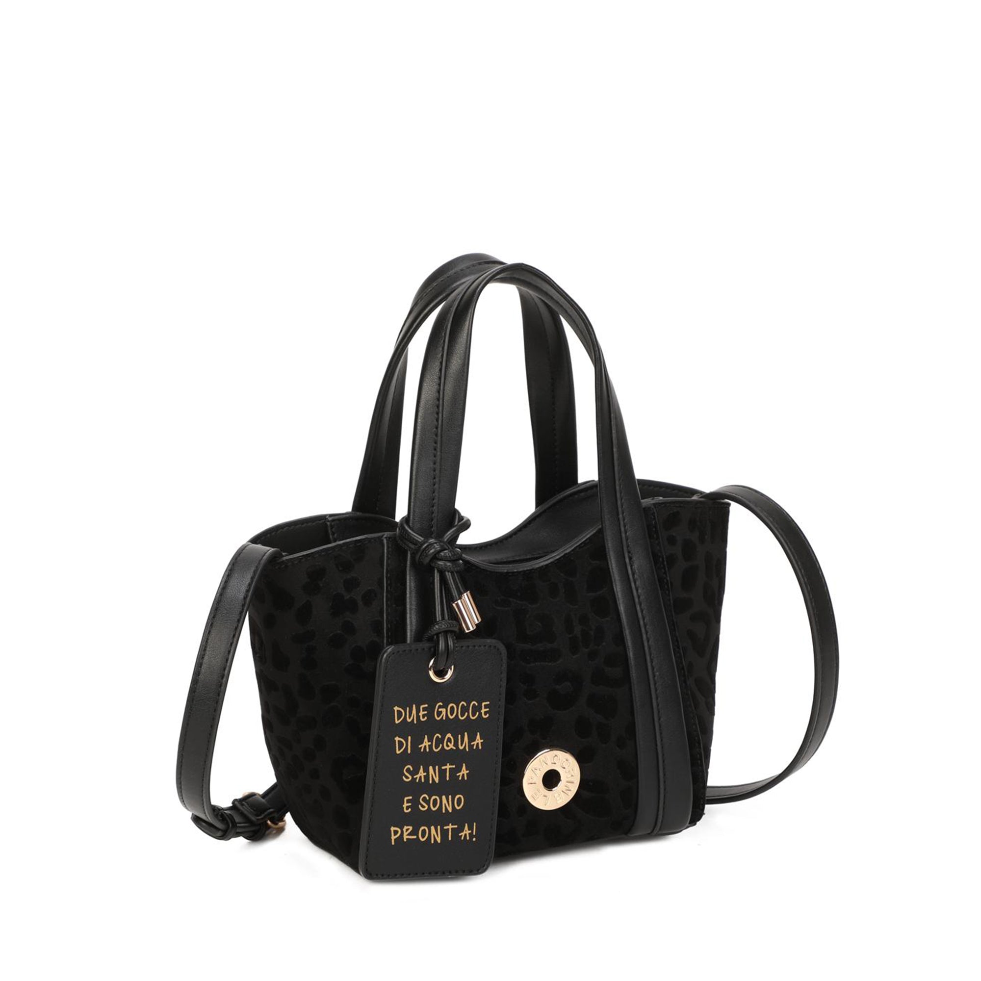 PF2615B78.C99 - Mini bag a mano Vicky con stampa animalier colore nero - NERO | Le Pandorine