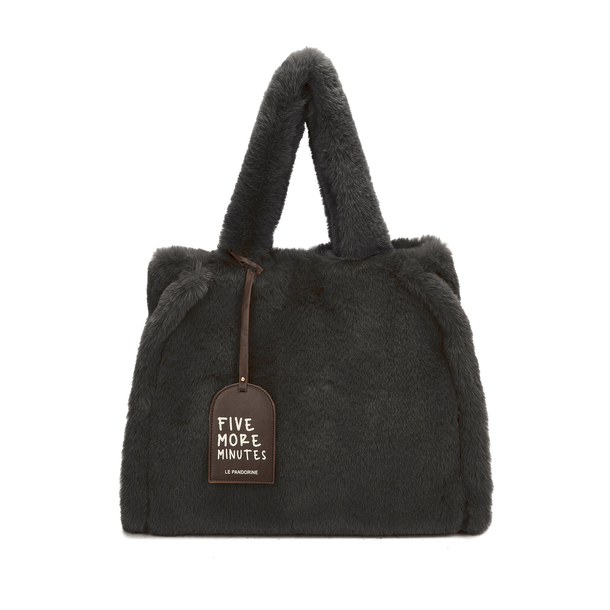 Maxi shopping bag Helsinky pelliccia sintetica colore nero - Le Pandorine | Le Pandorine