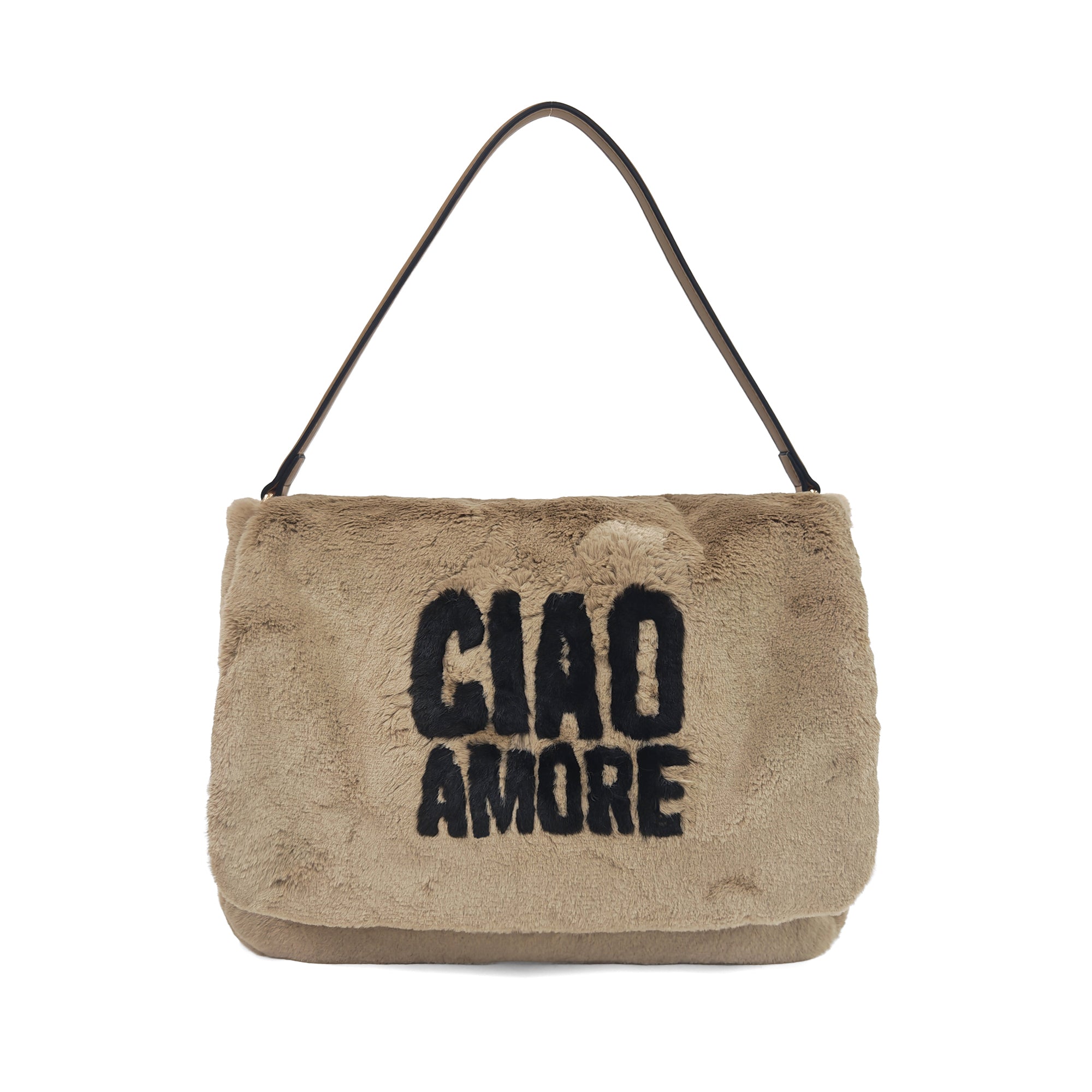 PF2623B82.C04 - Borsa a spalla Stoccolma con pelliccia sintetica colore sabbia - NATURALE | Le Pandorine