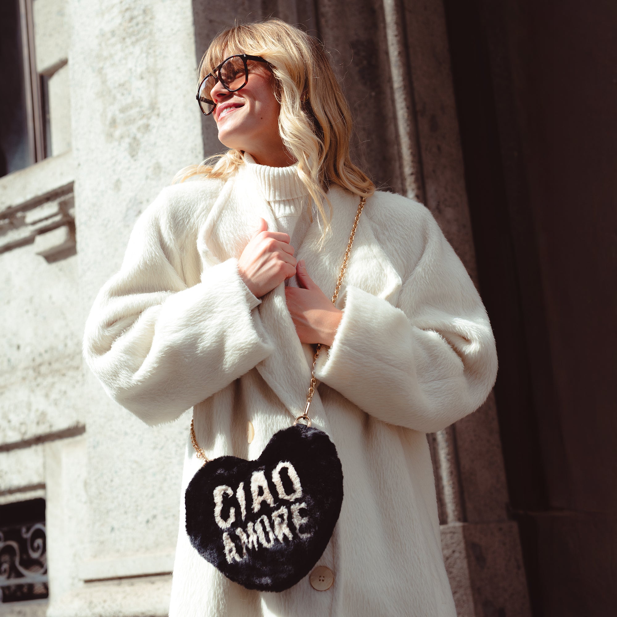 Borsa a cuore Stoccolma "Ciao Amore" colore nero - Le Pandorine | Le Pandorine