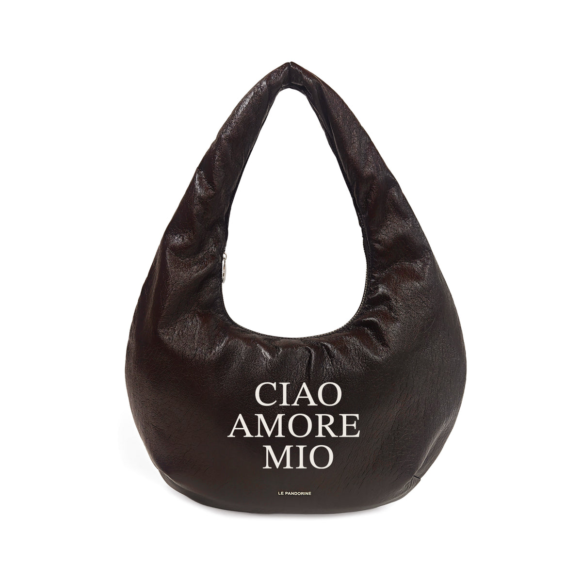 Borsa a spalla lucida Colorado con frase colore testa di moro - Le Pandorine | Le Pandorine