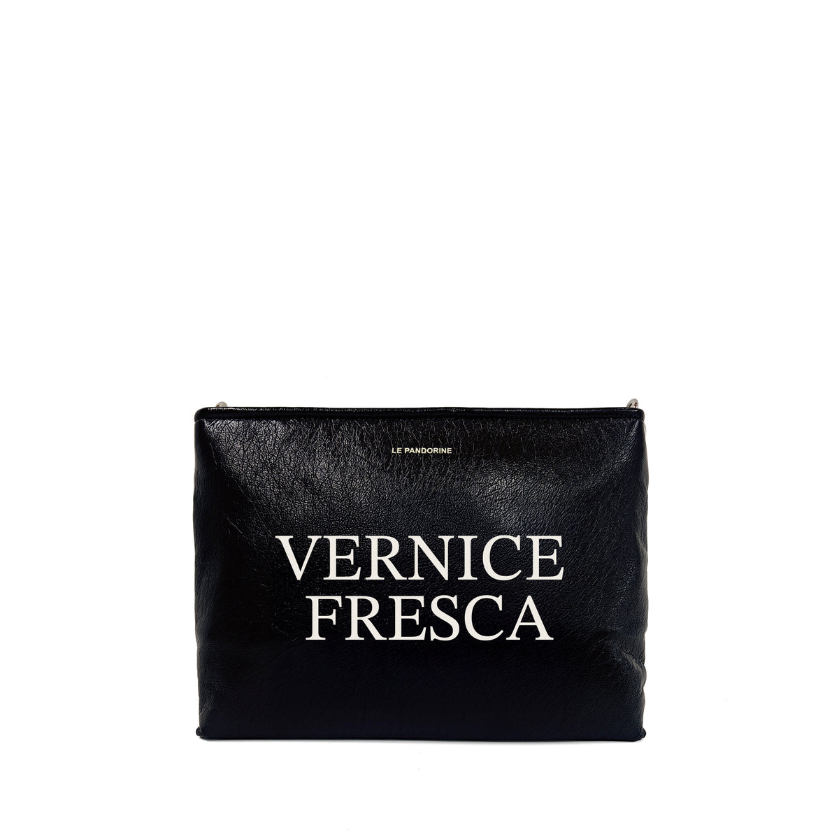 Borsa a tracolla Colorado lucida con frase colore nero - Le Pandorine | Le Pandorine