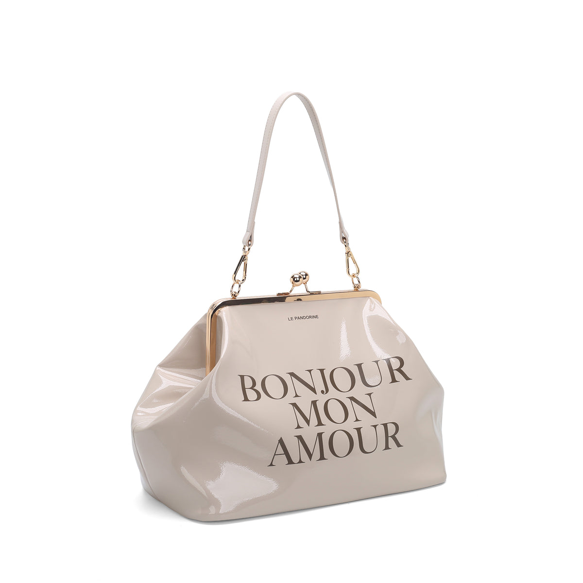 PF2629B72.C05 - Borsa a spalla Nizza in vernice colore beige - NATURALE | Le Pandorine