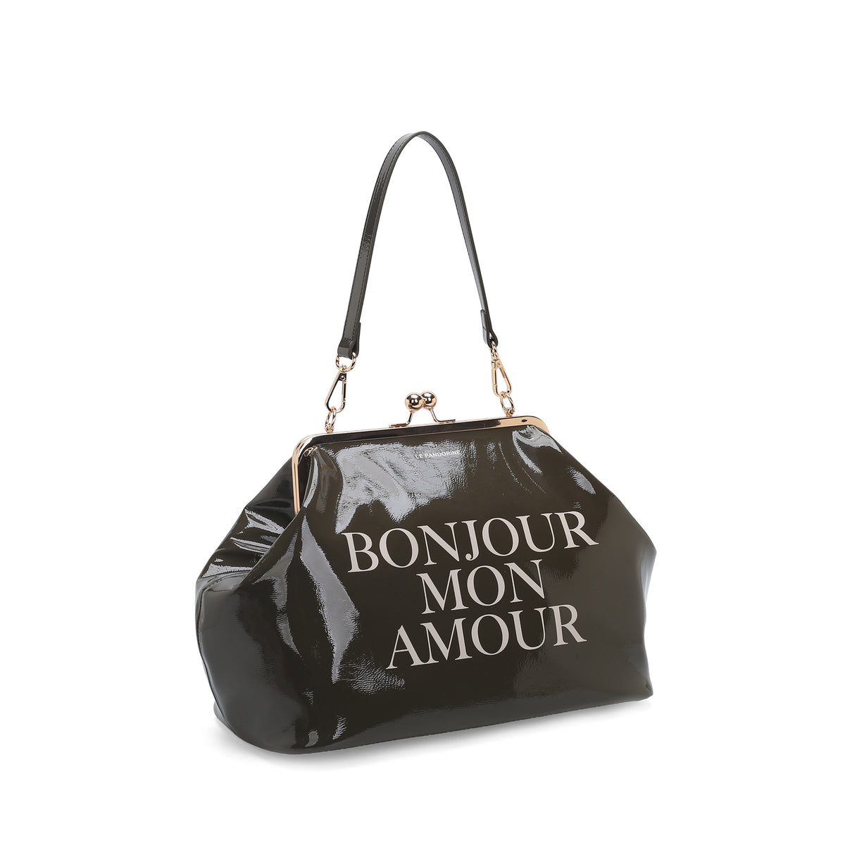 Borsa a spalla Nizza in vernice colore tortora - Le Pandorine | Le Pandorine