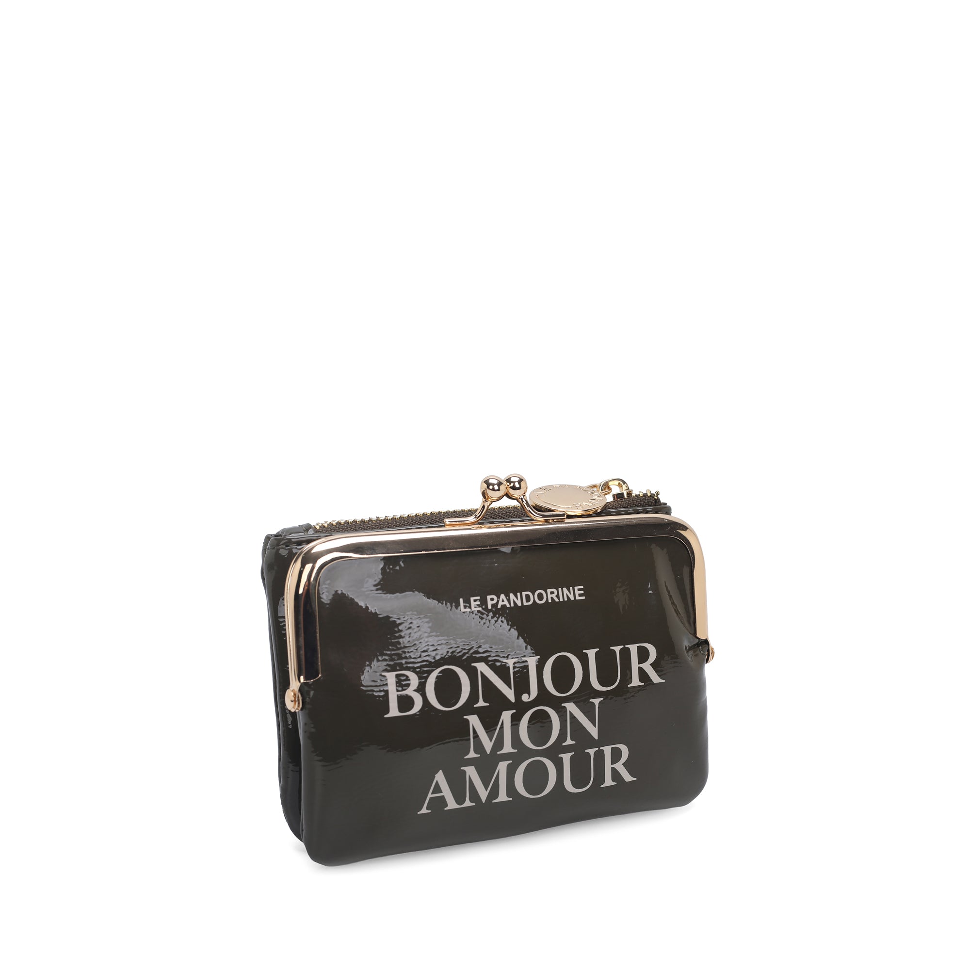 Pochette doppia Nizza in vernice colore tortora - Le Pandorine | Le Pandorine