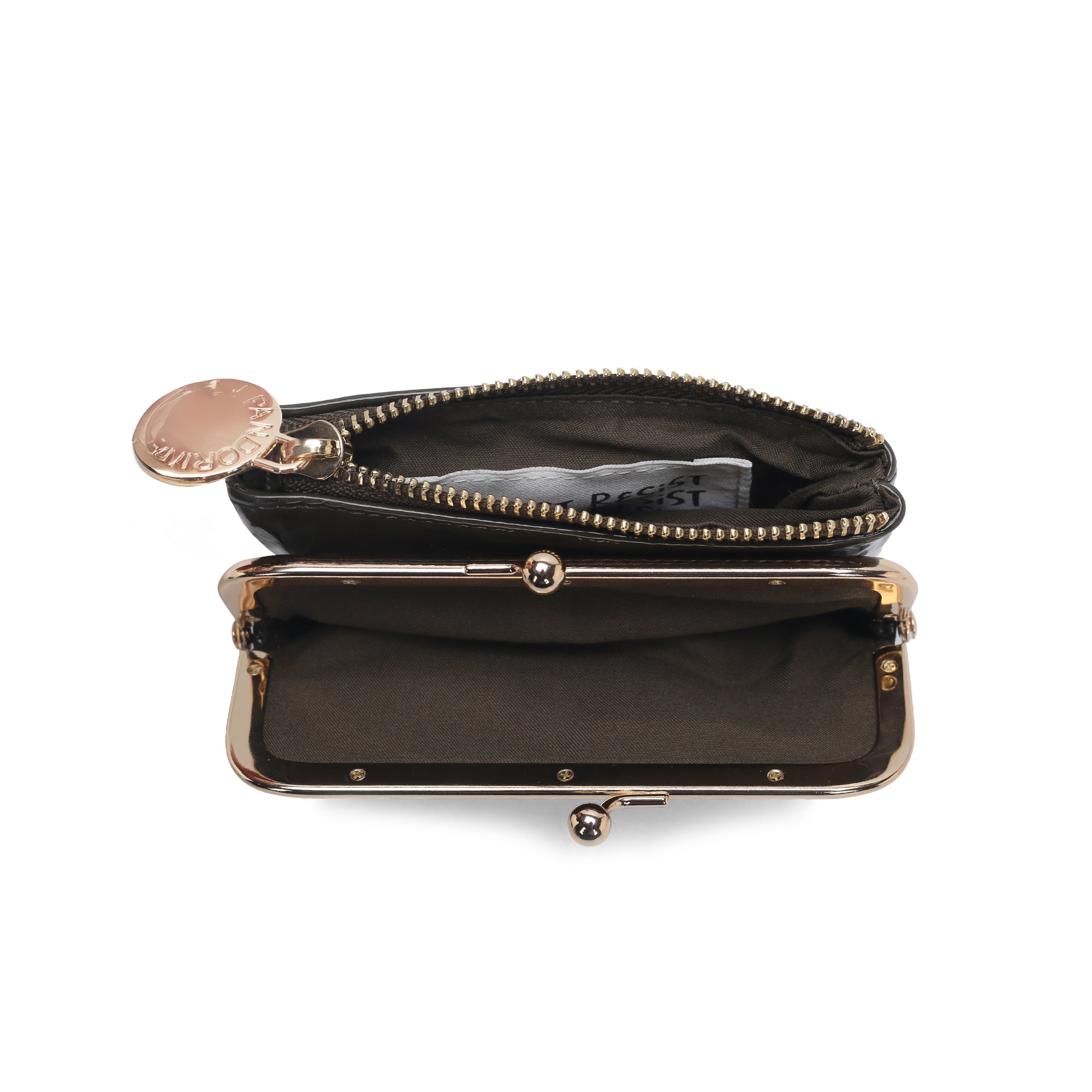 Pochette doppia Nizza in vernice colore tortora - Le Pandorine | Le Pandorine