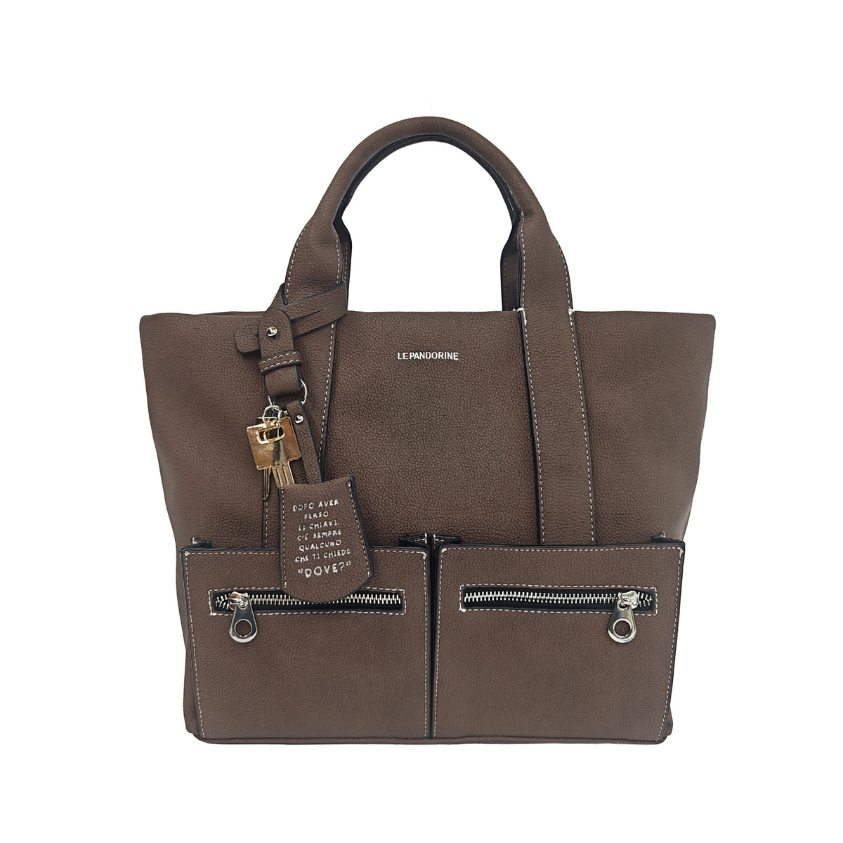 Shopping bag Kyoto con tasche colore testa di moro - Collezione Fall Winter | Le Pandorine