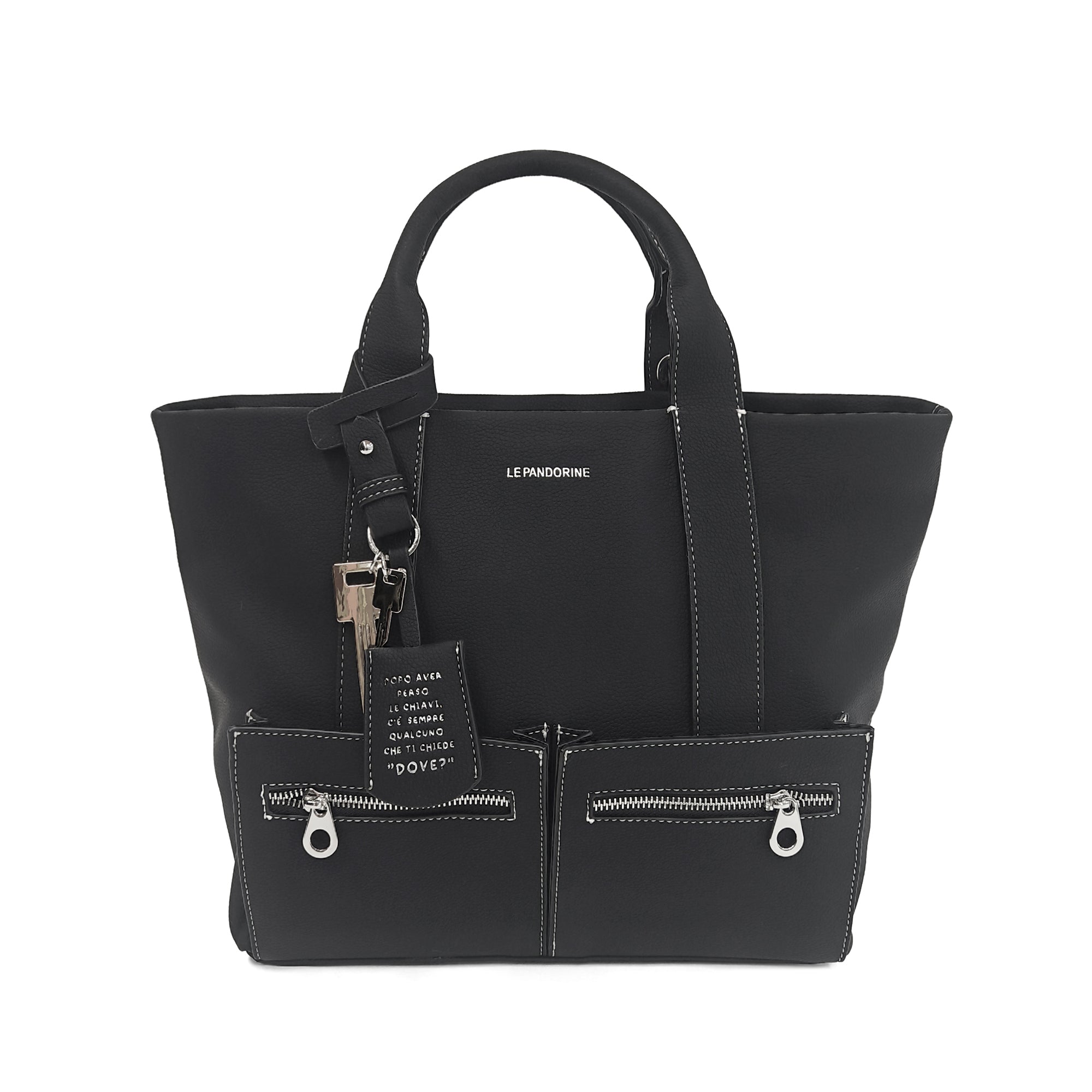 Shopping bag Kyoto con tasche colore nero - Collezione Fall Winter | Le Pandorine