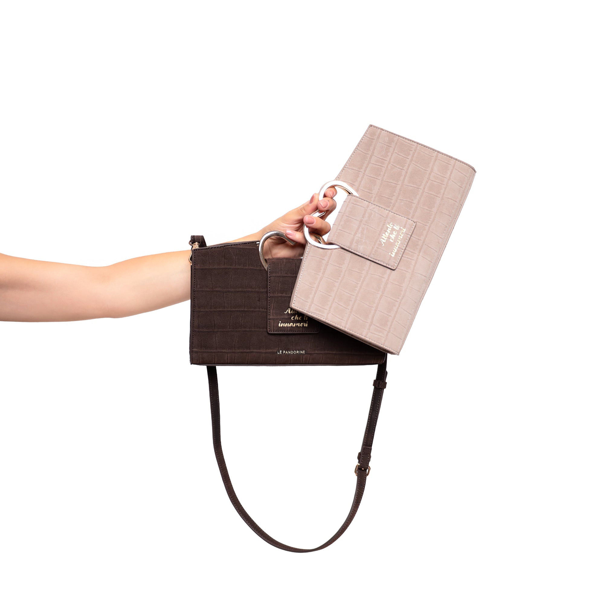 Borsa a mano Parigi con manico a cuore colore testa di moro - Collezione Fall Winter | Le Pandorine