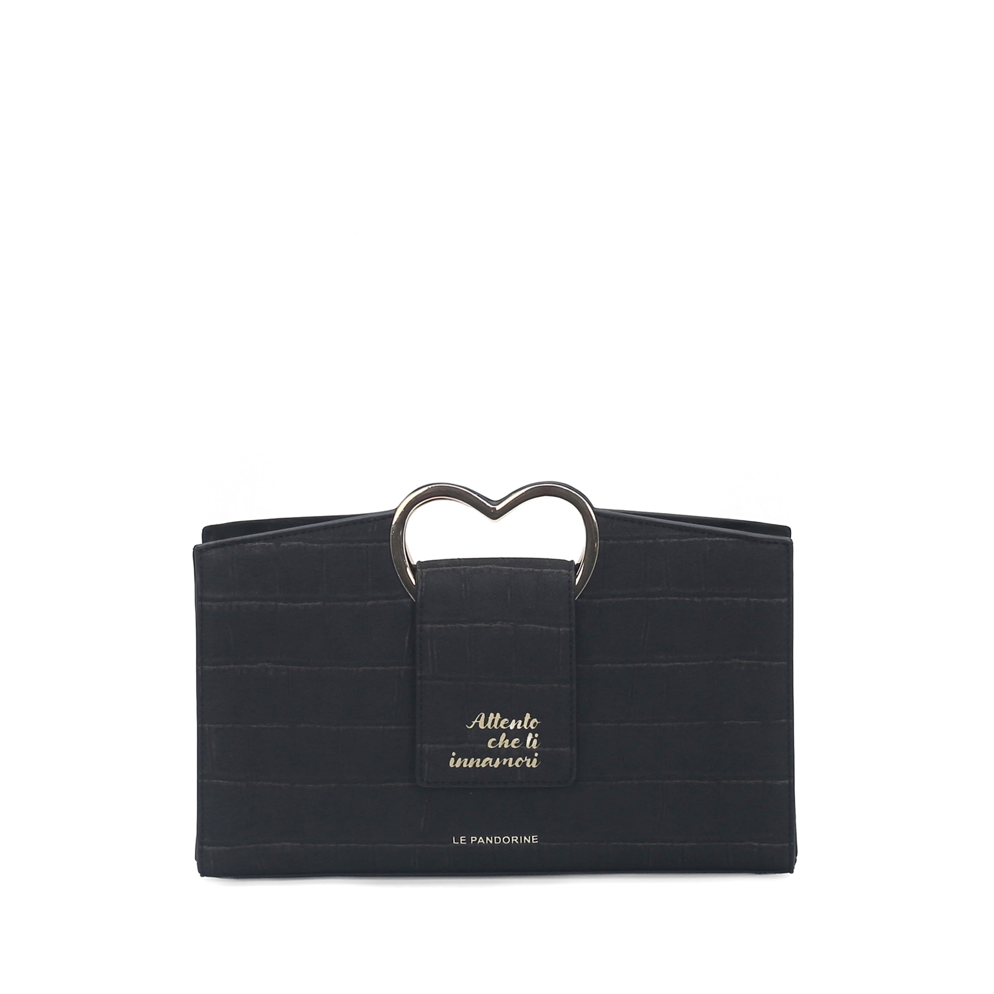 Borsa a mano Parigi con manico a cuore colore nero - Collezione Fall Winter | Le Pandorine