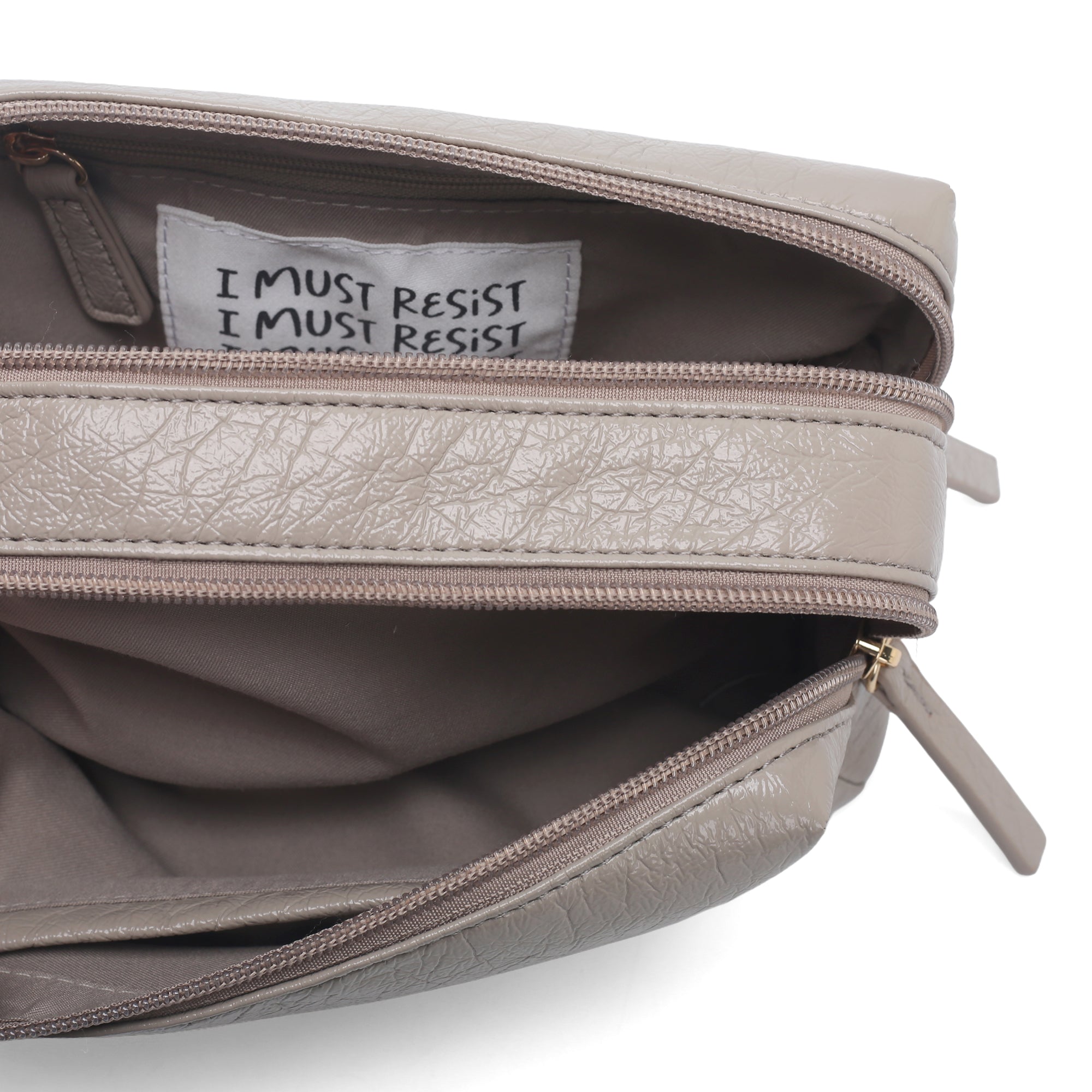 Trousse Pillole con scritta colore tortora - Collezione Fall Winter | Le Pandorine
