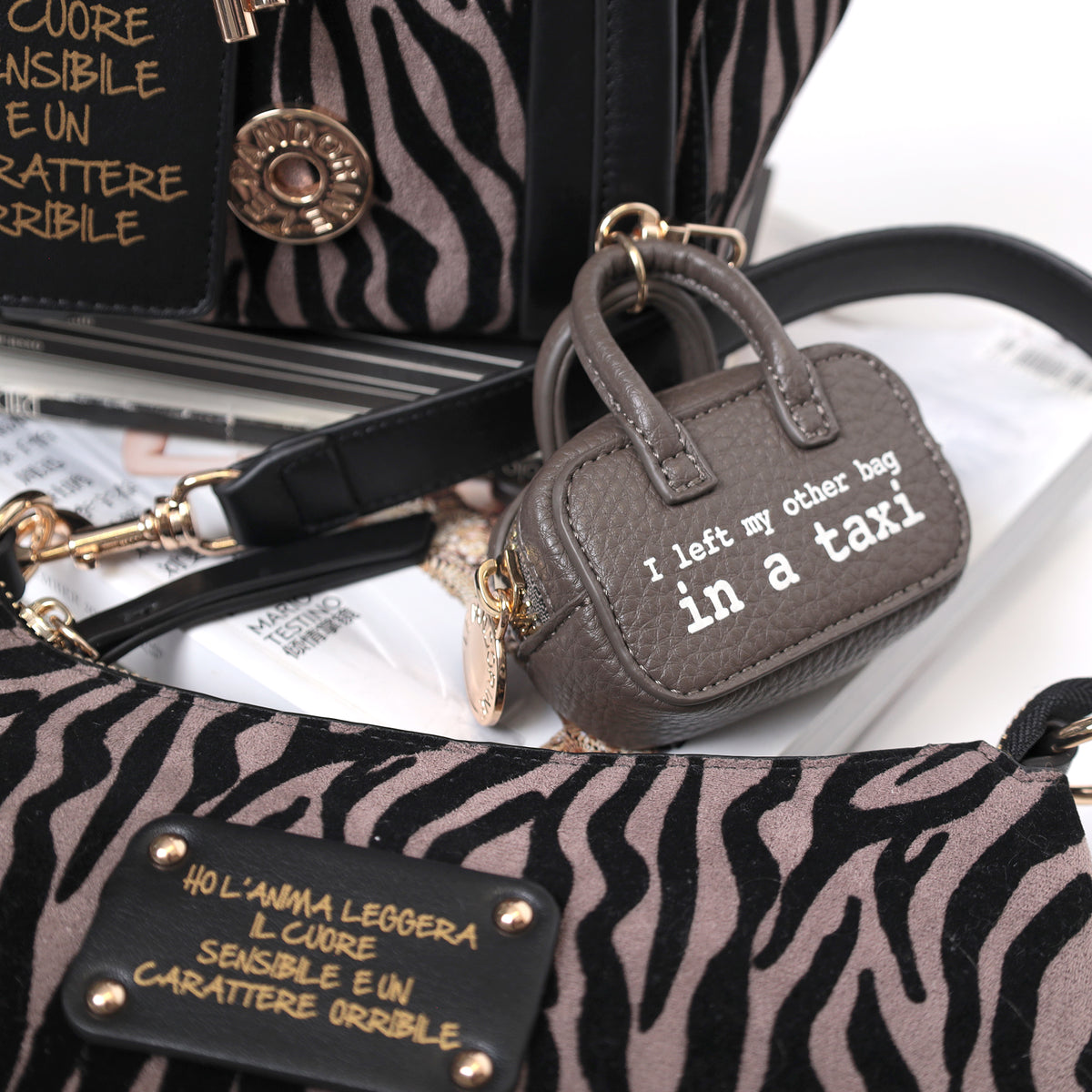 Portachiavi a forma di mini bag colore testa di moro - Collezione Fall Winter | Le Pandorine