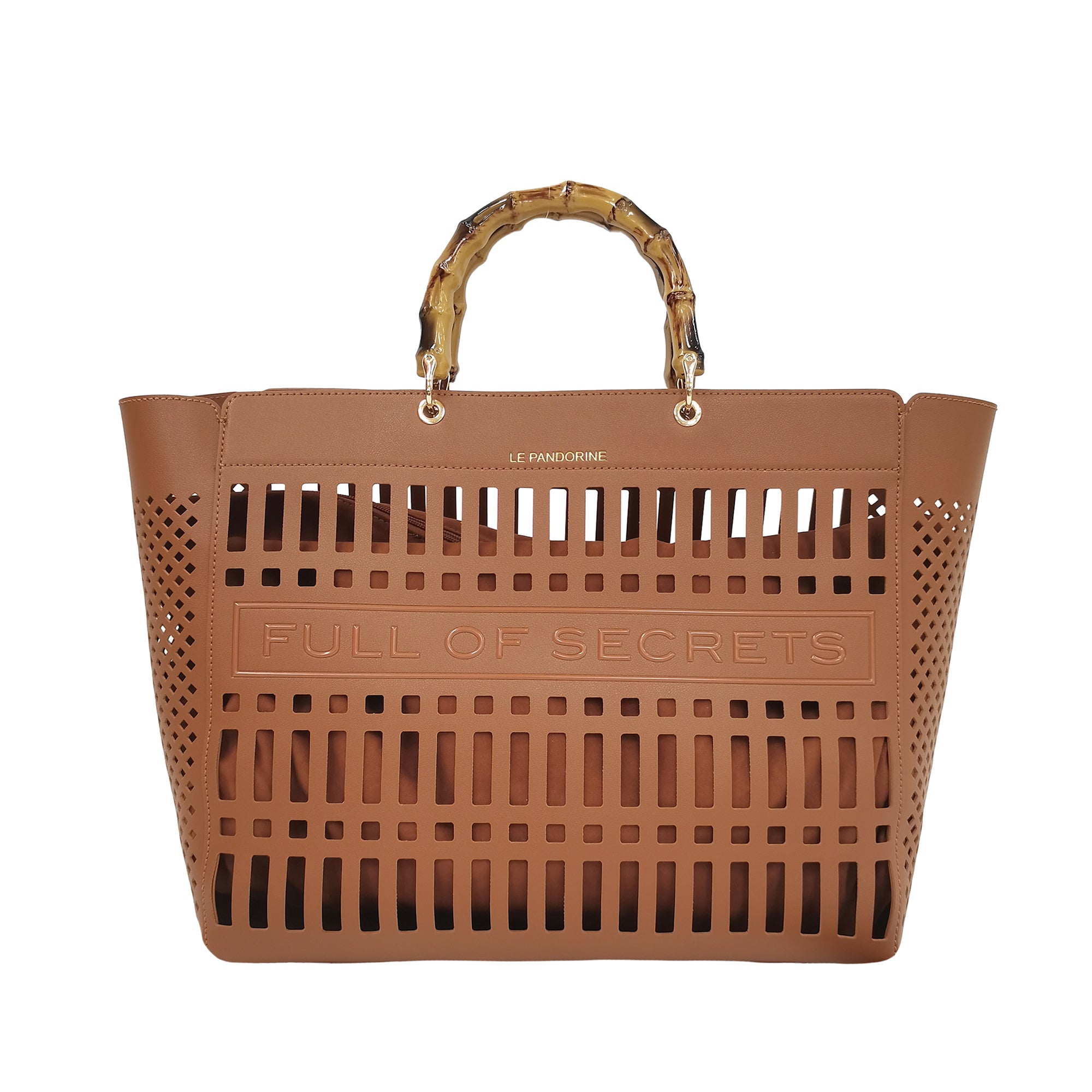 tobacco Laser Handbag - Women's Handbags | Le Pandorine