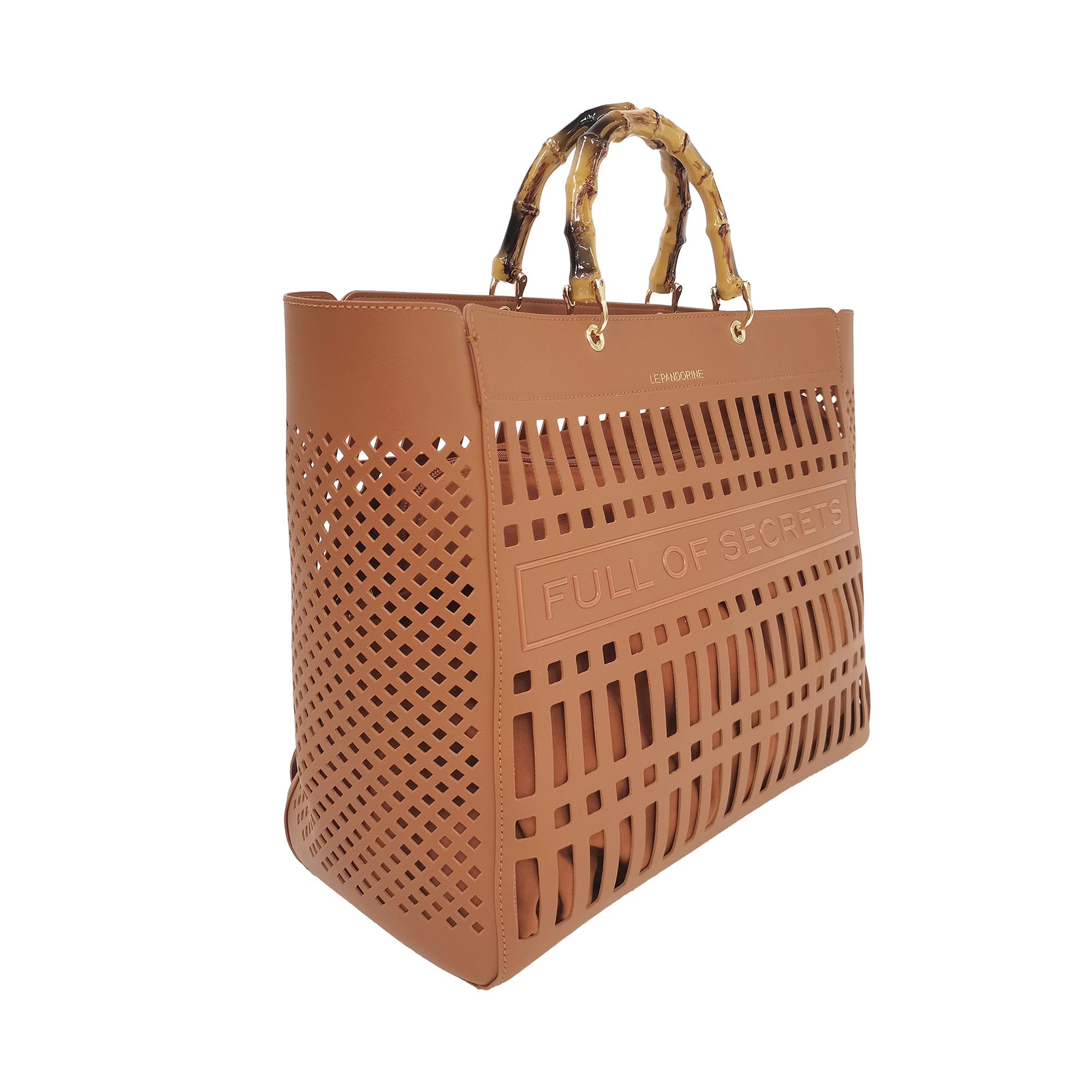 tobacco Laser Handbag - Women's Handbags | Le Pandorine